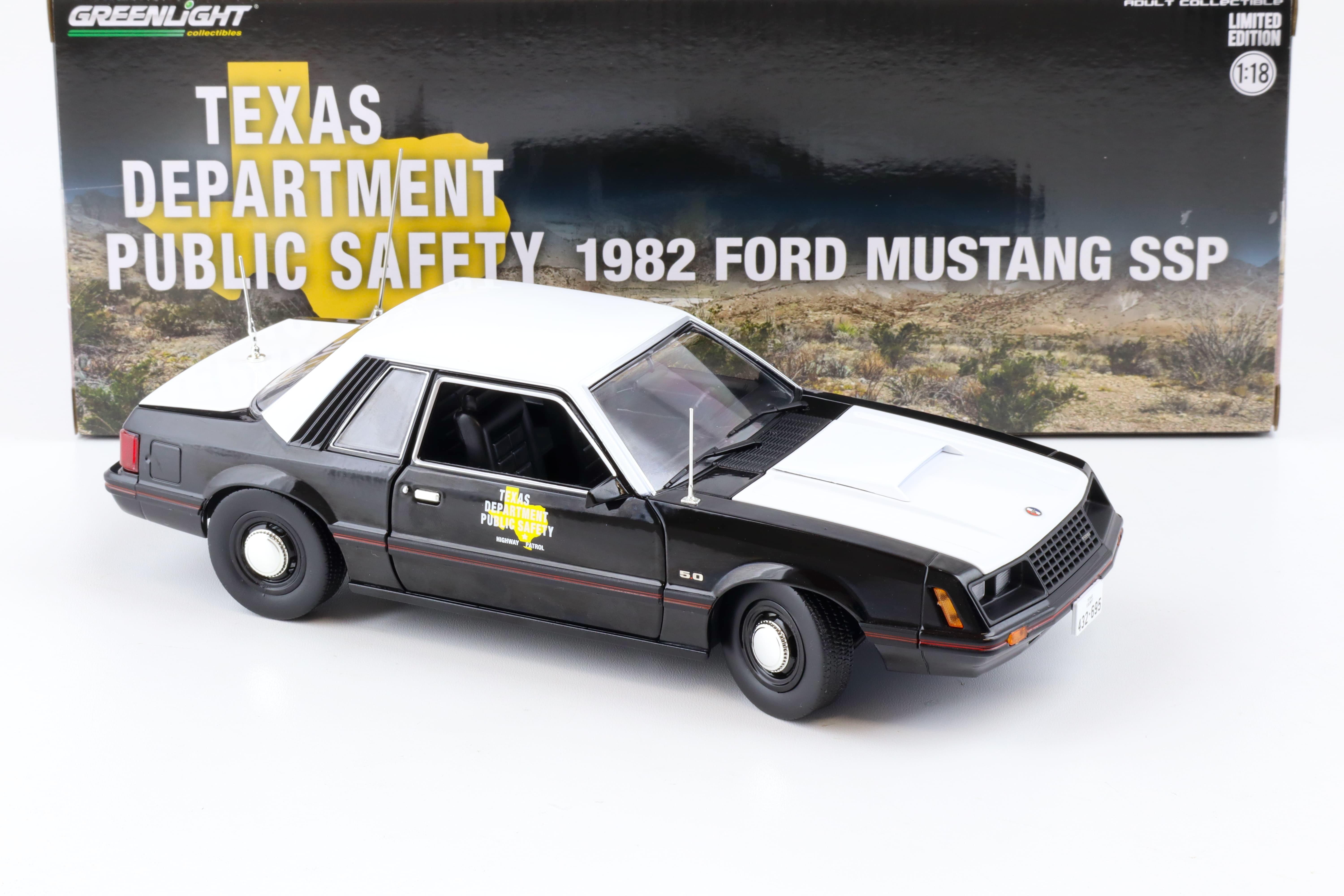 1:18 Greenlight 1982 Ford Mustang 5.0 Coupe SSP Texas Department Public Safety
