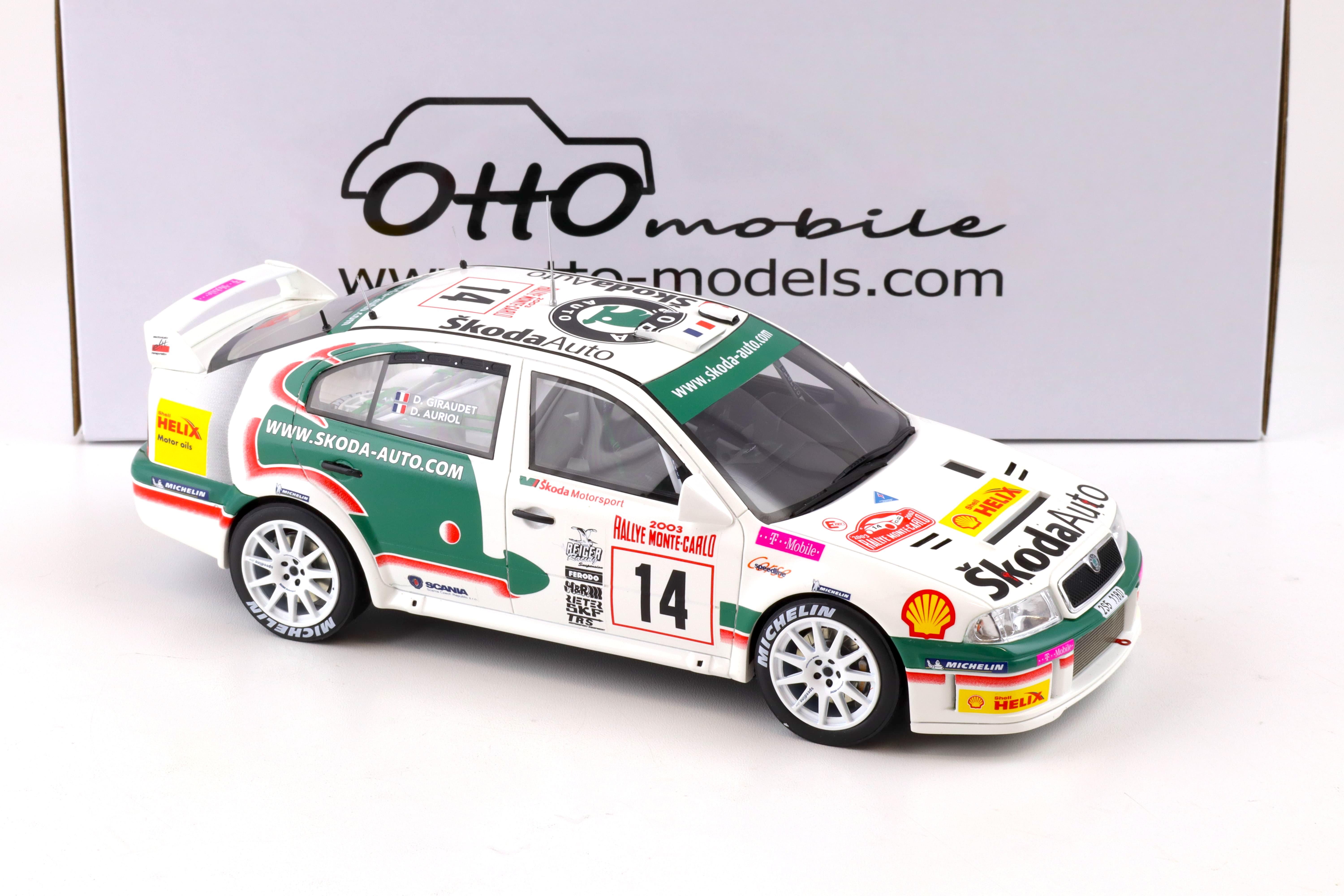 1:18 OTTO mobile OT431 Skoda Octavia WRC Rally Monte Carlo 2003 Auriol #14