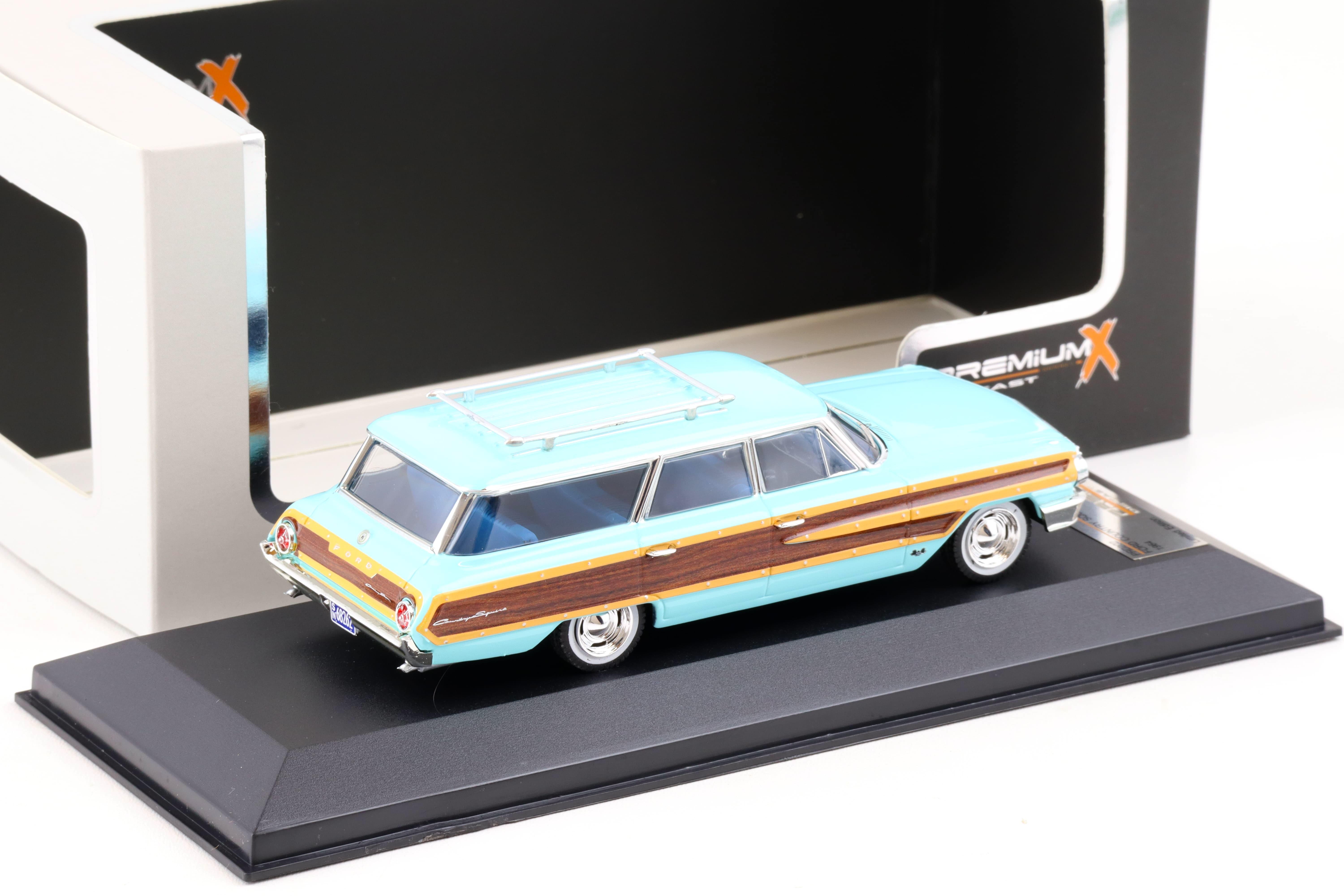 1:43 PremiumX Ford Country Squire 1964 light blue/ wood panels