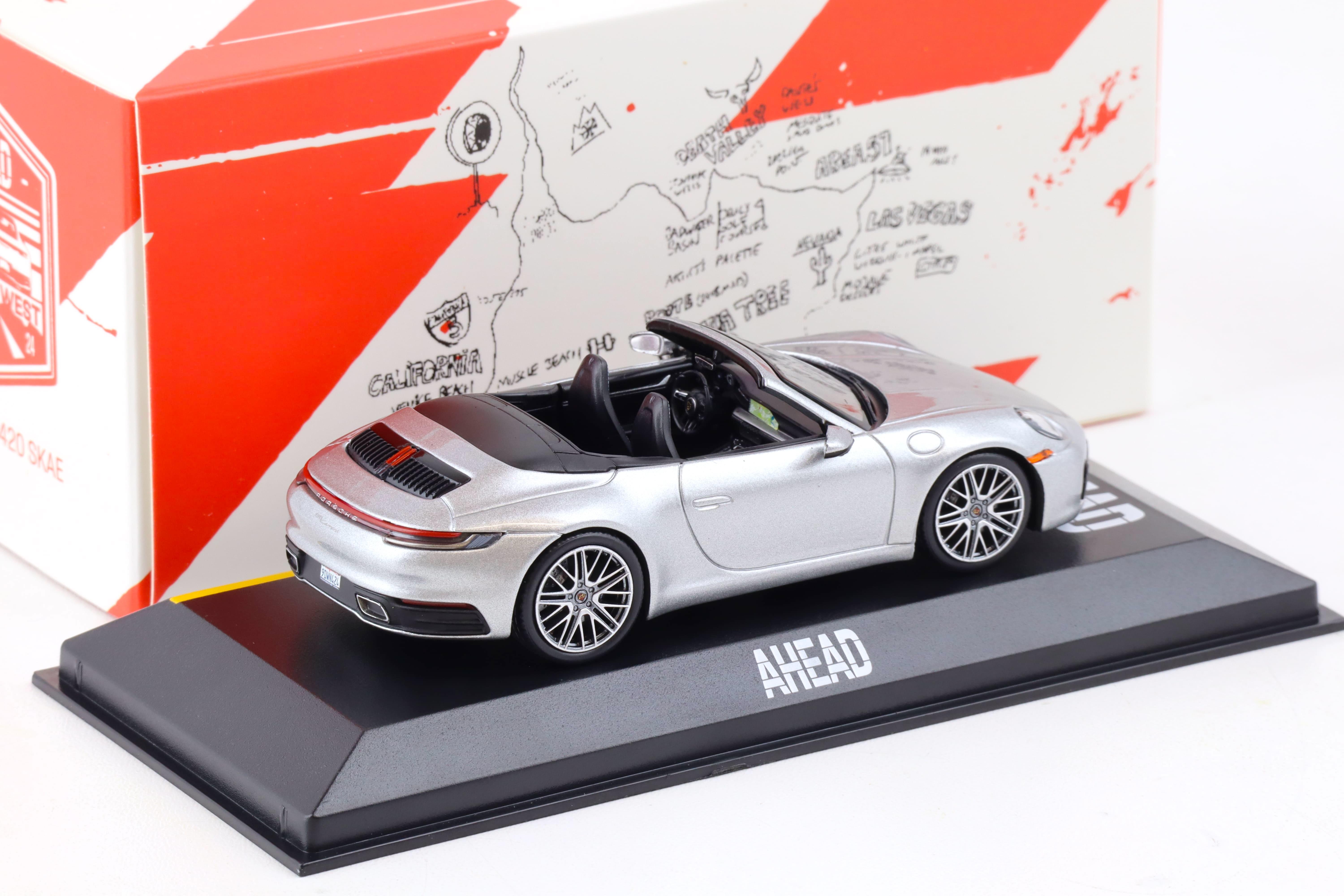 1:43 Minichamps Porsche 911 (992) Carrera Cabriolet AHEAD GT-silver WAP DEALER