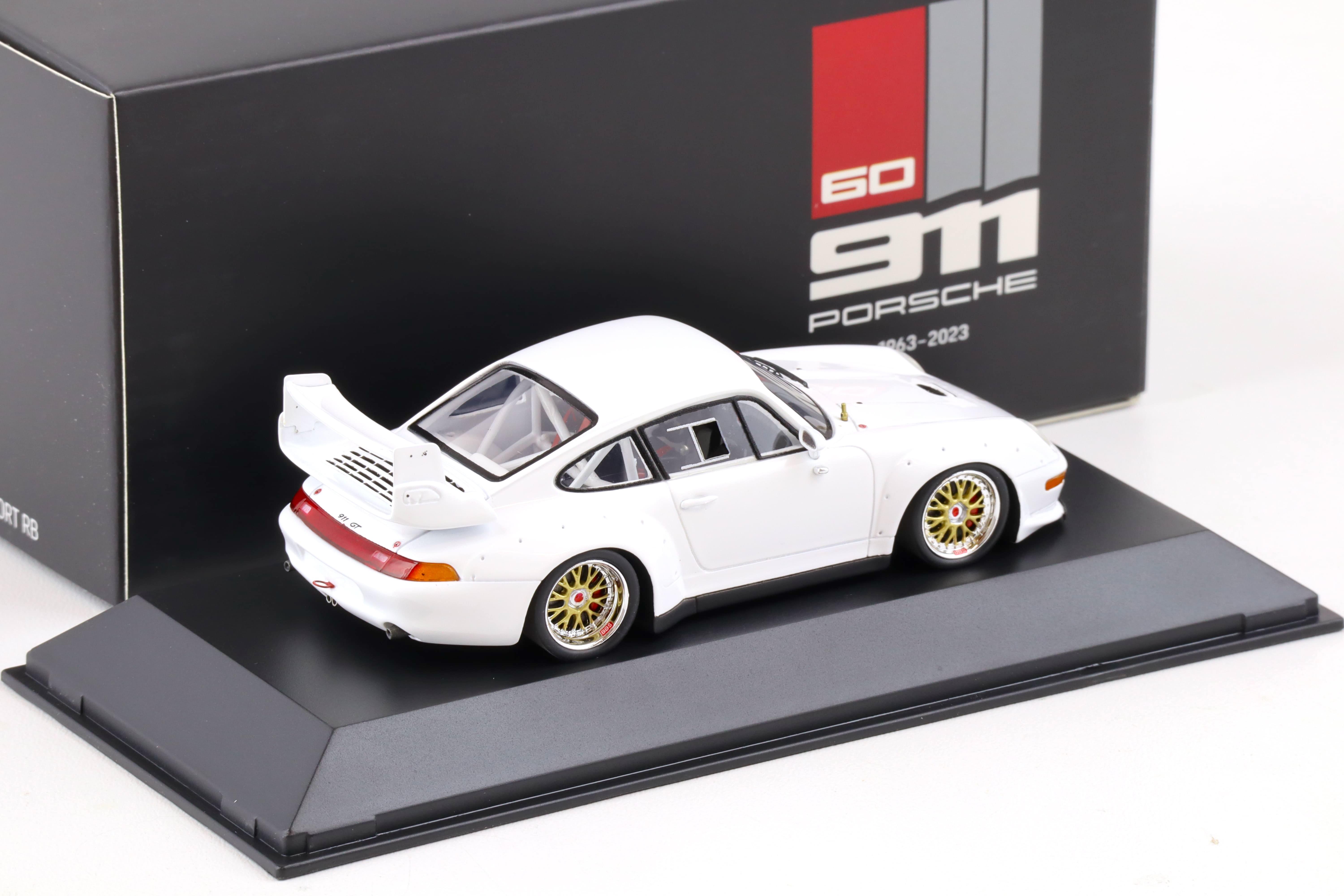 1:43 Spark Porsche 911 (993) GT2 Coupe white 60 Years 911 DEALER VERSION