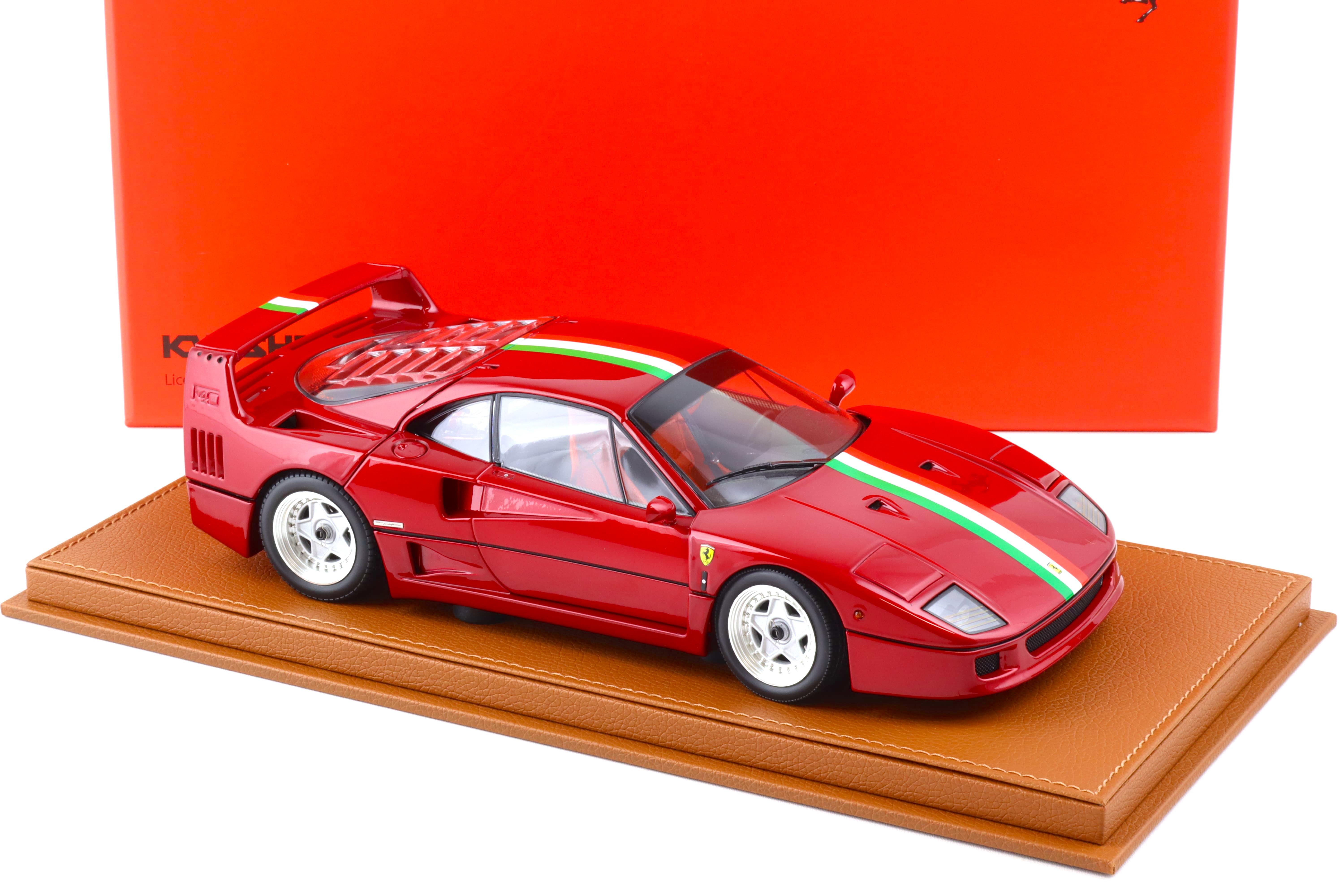 1:18 BBR Kyosho Ferrari F40 metallic red/ Italian Flag with Showcase - Limited 78 pcs.