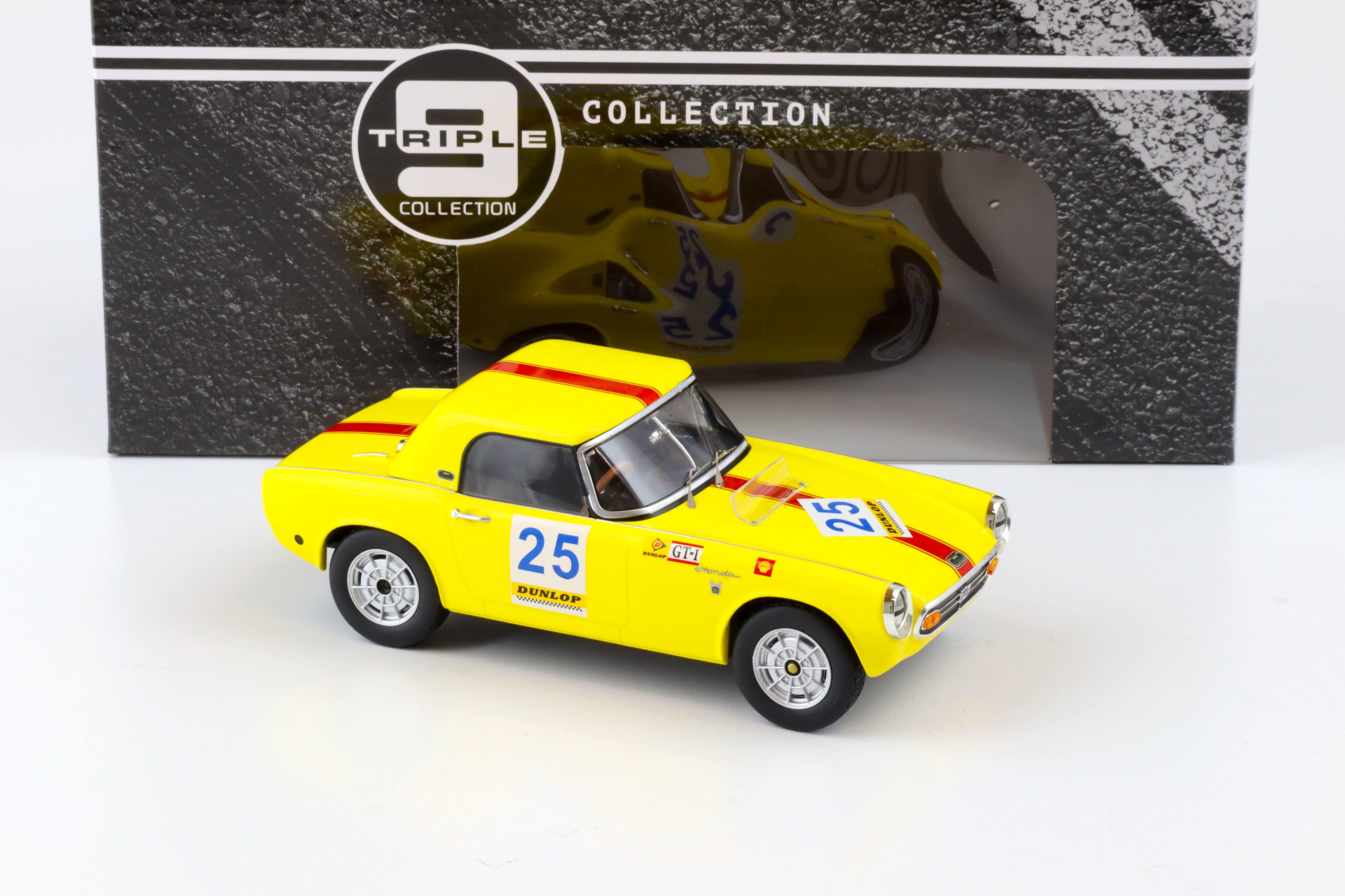 1:18 Triple9 Honda S800 closed Convertible Racing #25 yellow 1966