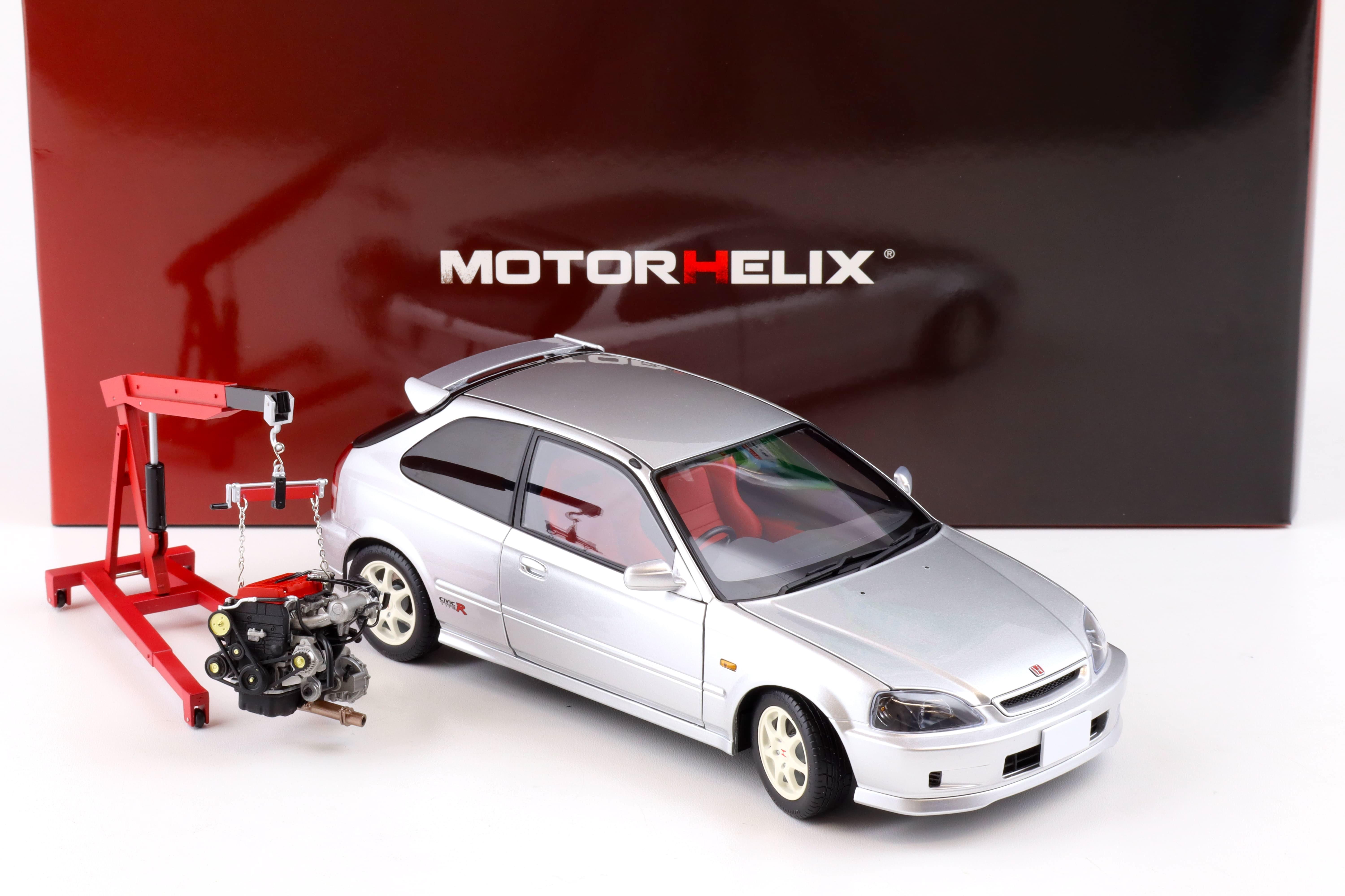 1:18 Motorhelix Honda Civic Type R (EK9) Vogue silver metallic + engine Diecast