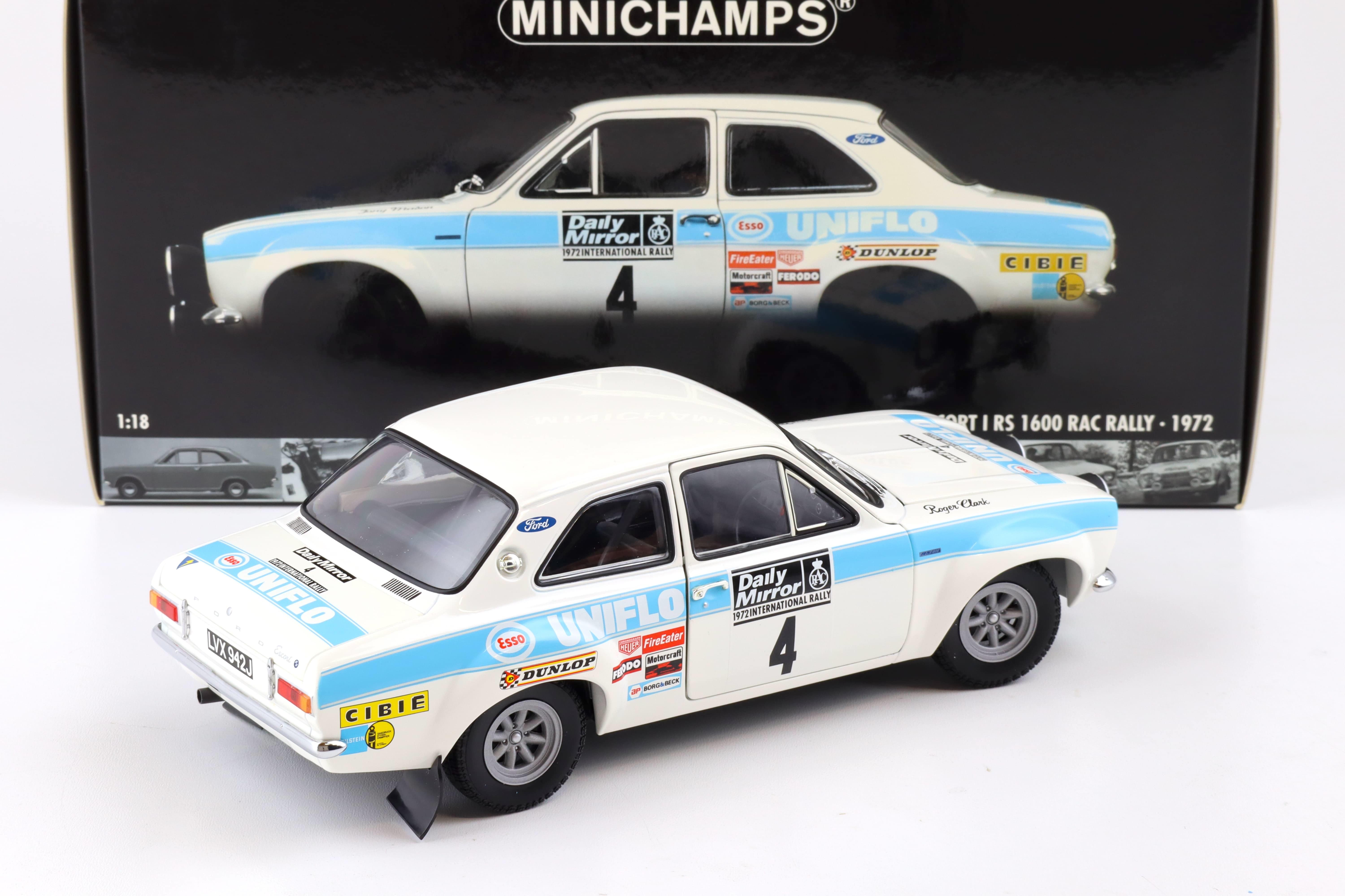 1:18 Minichamps Ford Escort I RS 1600 RAC Rally 1972 Winners Clark/ Mason #4