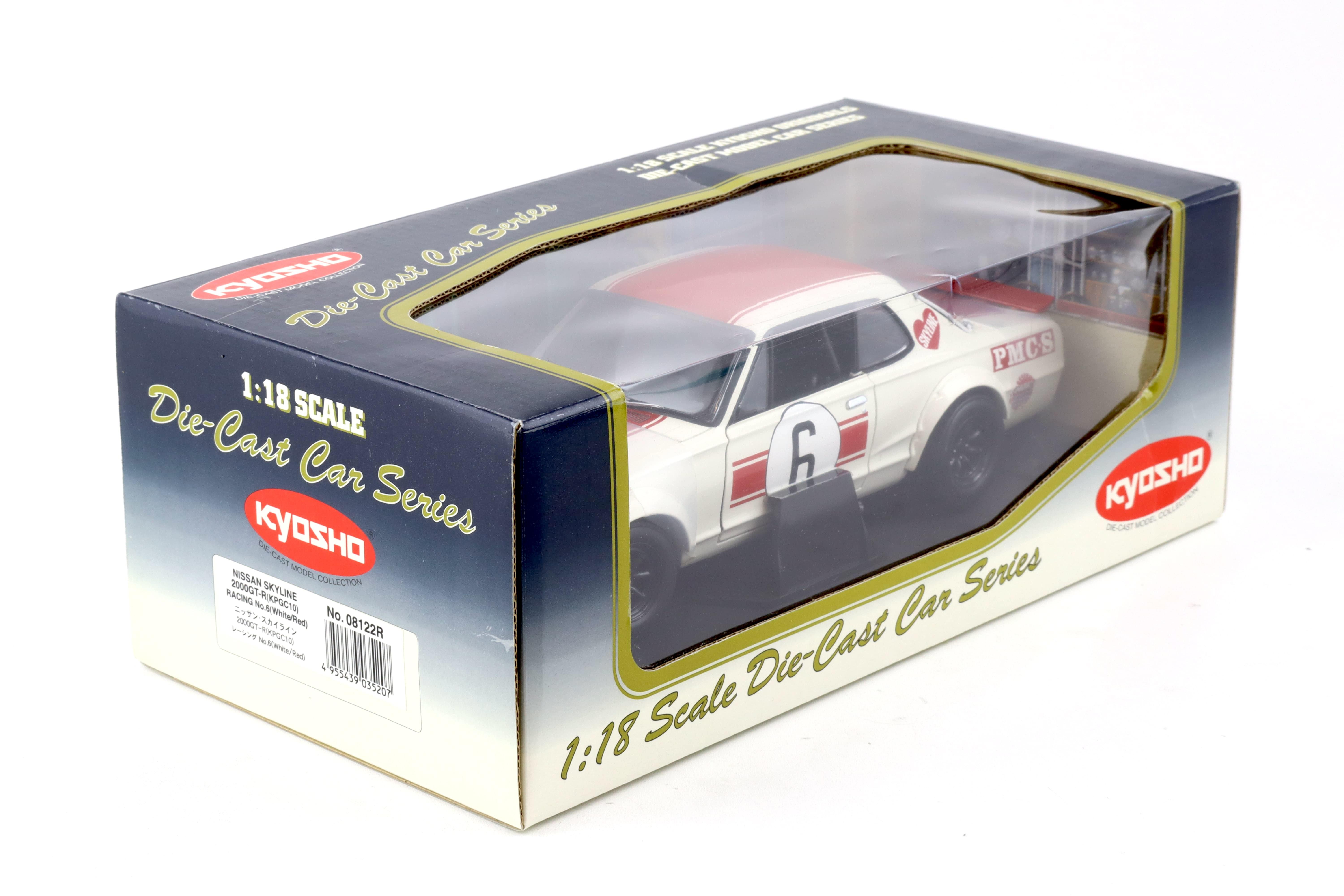 1:18 Kyosho Nissan Skyline 2000 GT-R (KPGC10) Racing #6 white/red 08122R