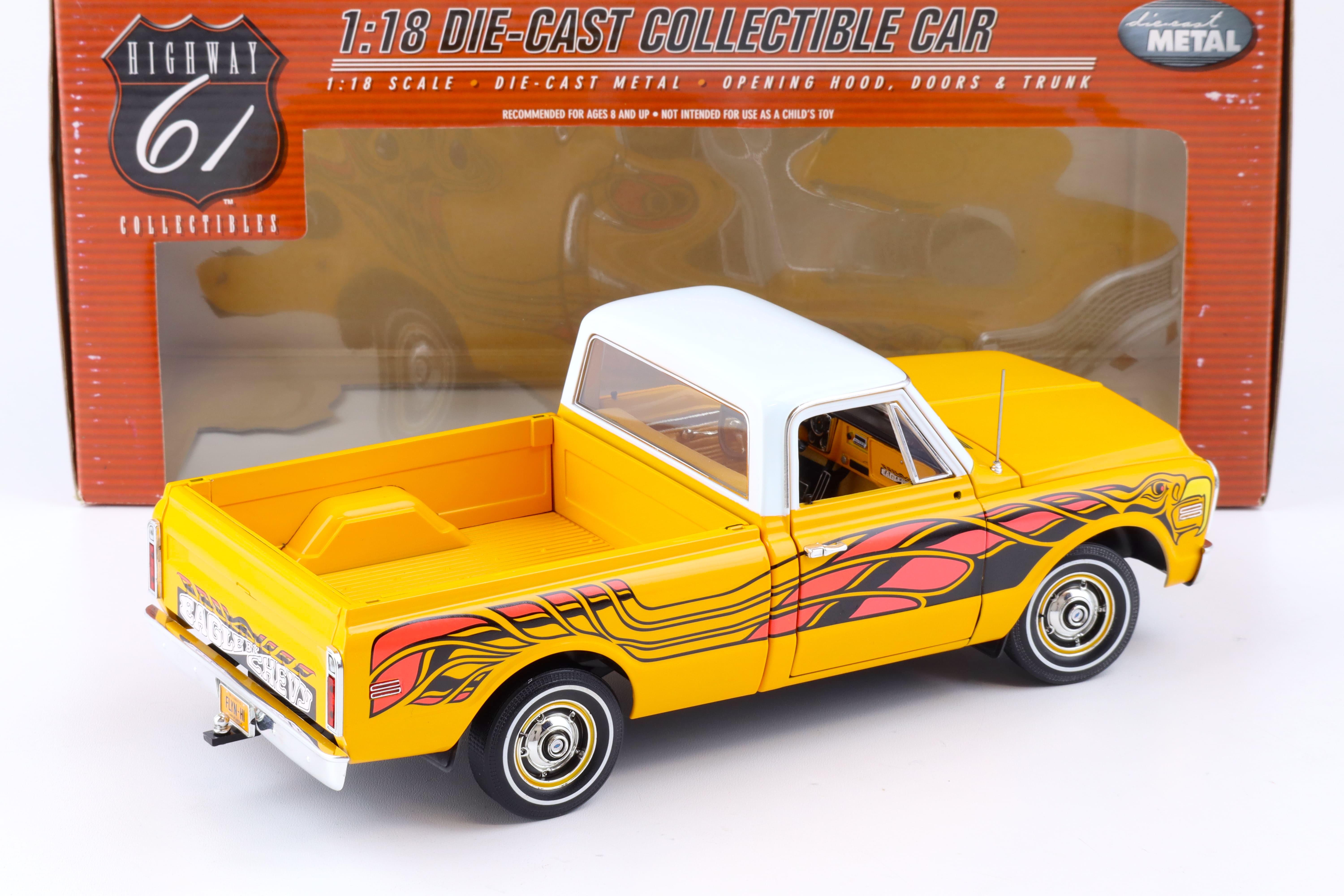 1:18 Highway61 Chevrolet Fleetside Pickup 1972 yellow/ white Eagle Graphic 50879