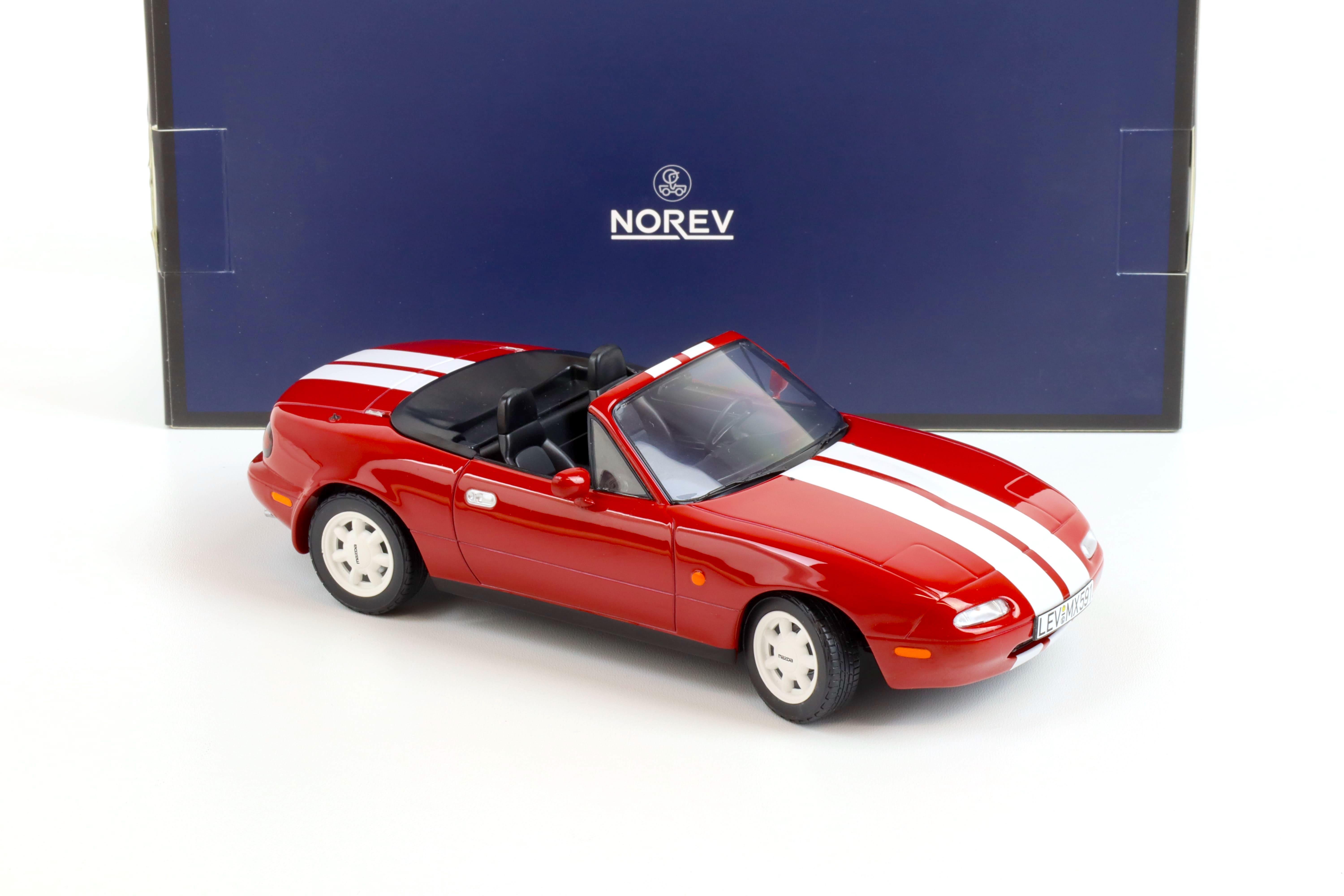 1:18 Norev Mazda MX-5 Roadster 1989 red/ white stripes - Limited 200 pcs.
