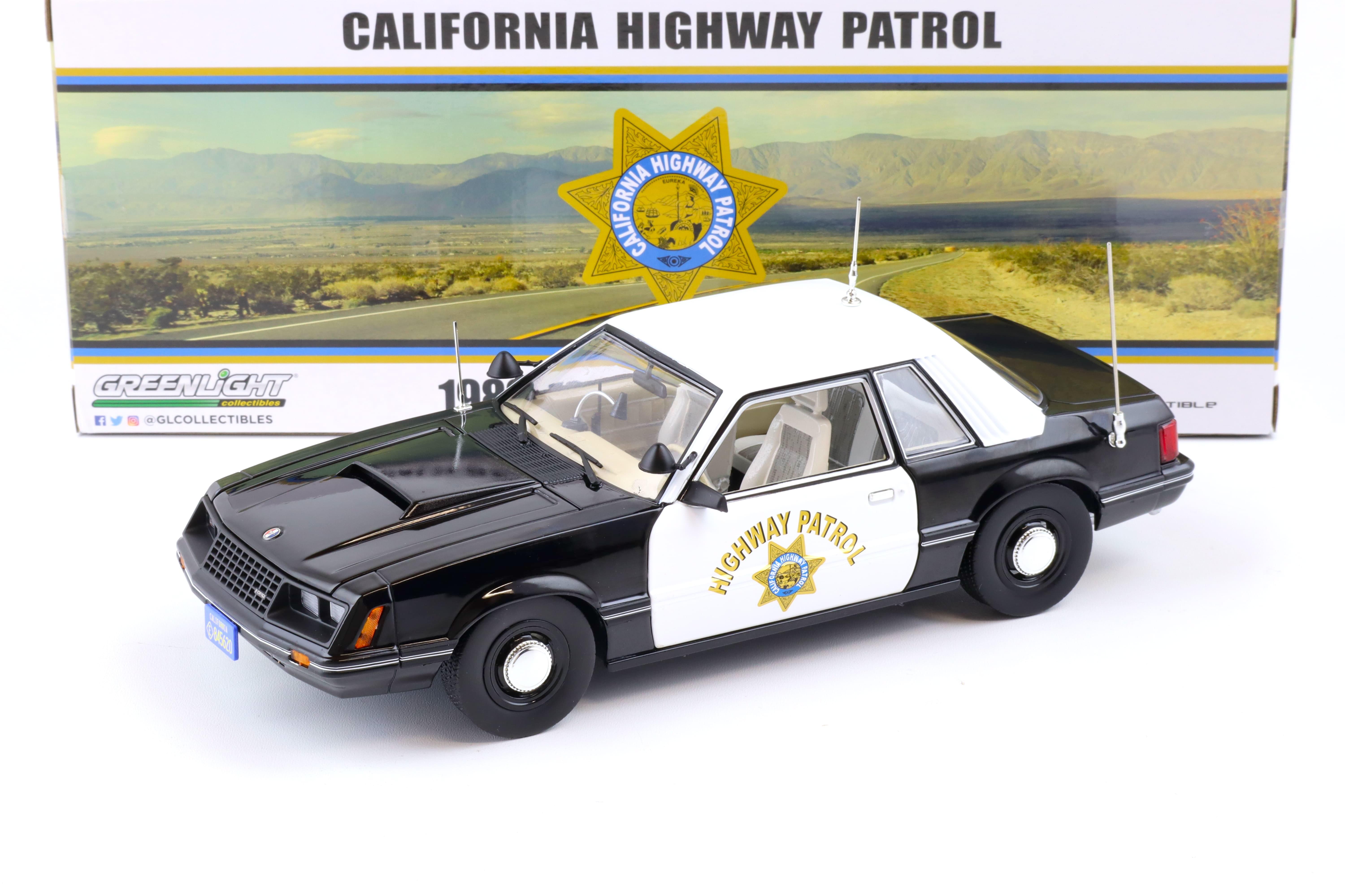 1:18 Greenlight 1982 Ford Mustang Coupe SSP California Highway Patrol 