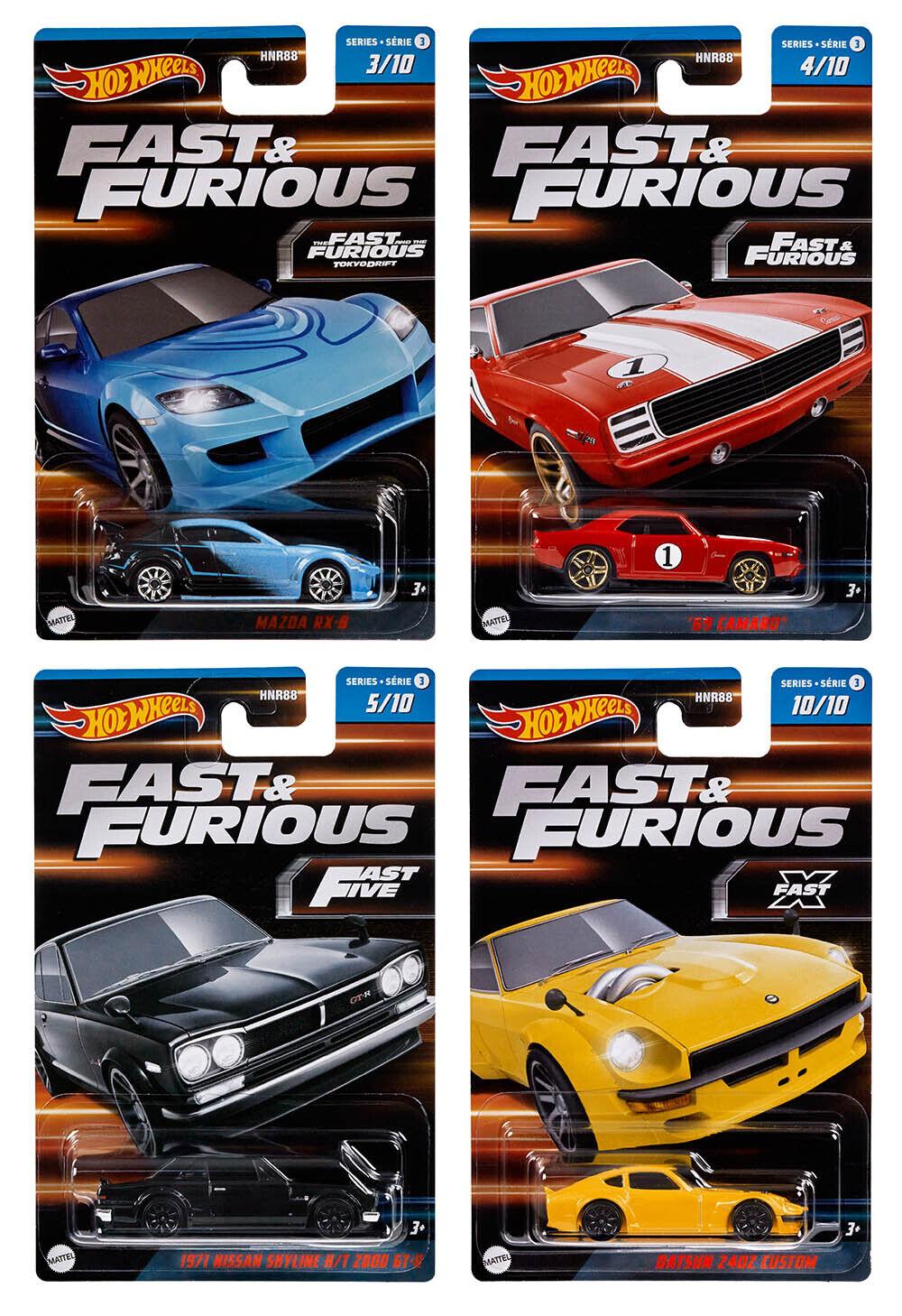1:64 Hot Wheels 2023 Fast & Furious SET 4 pcs. Datsun, Nissan, Mazda HNR88