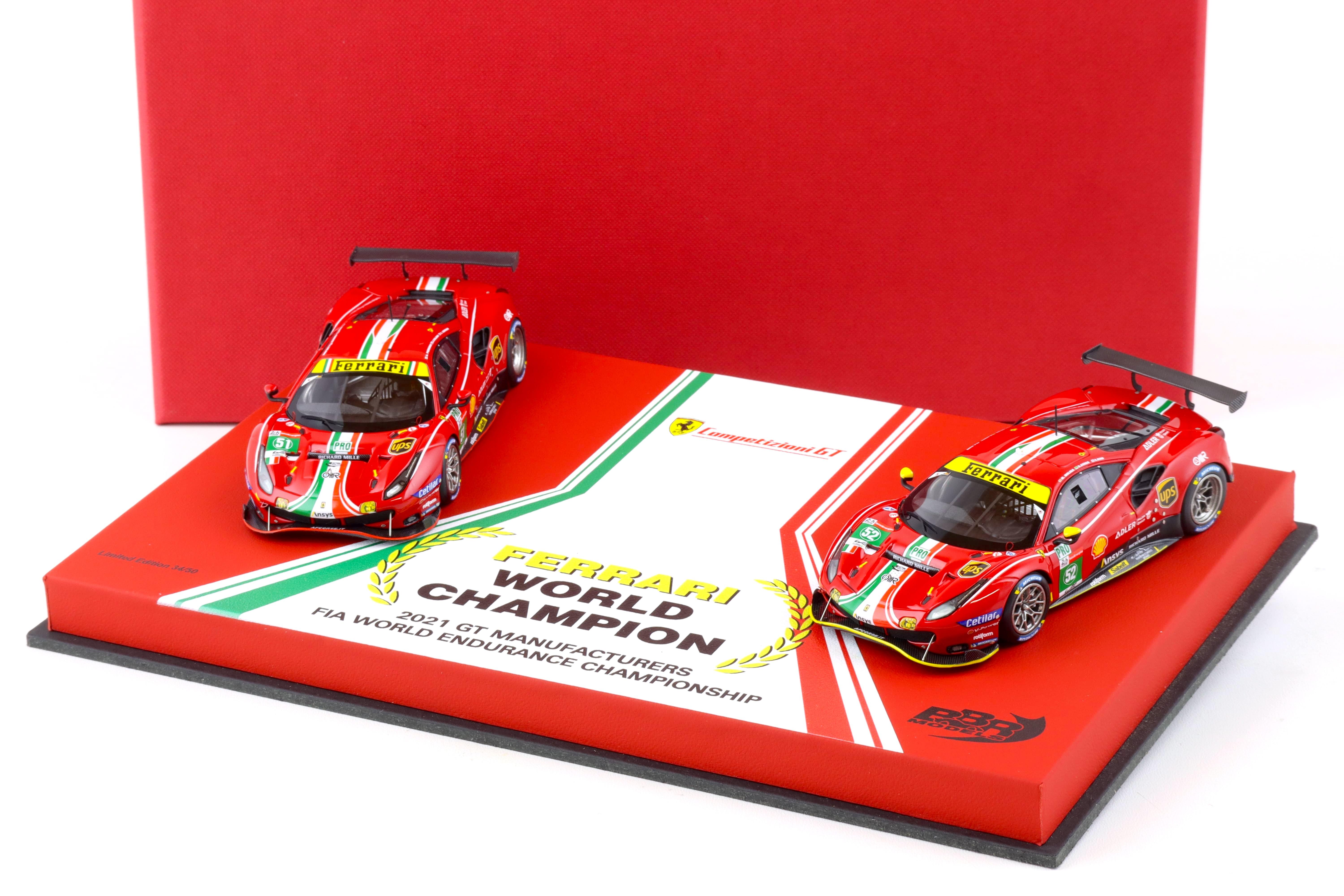 1:43 BBR Ferrari 488 GTE Le Mans AF Corse World Champion SET 2021 - Limited 50 pcs.