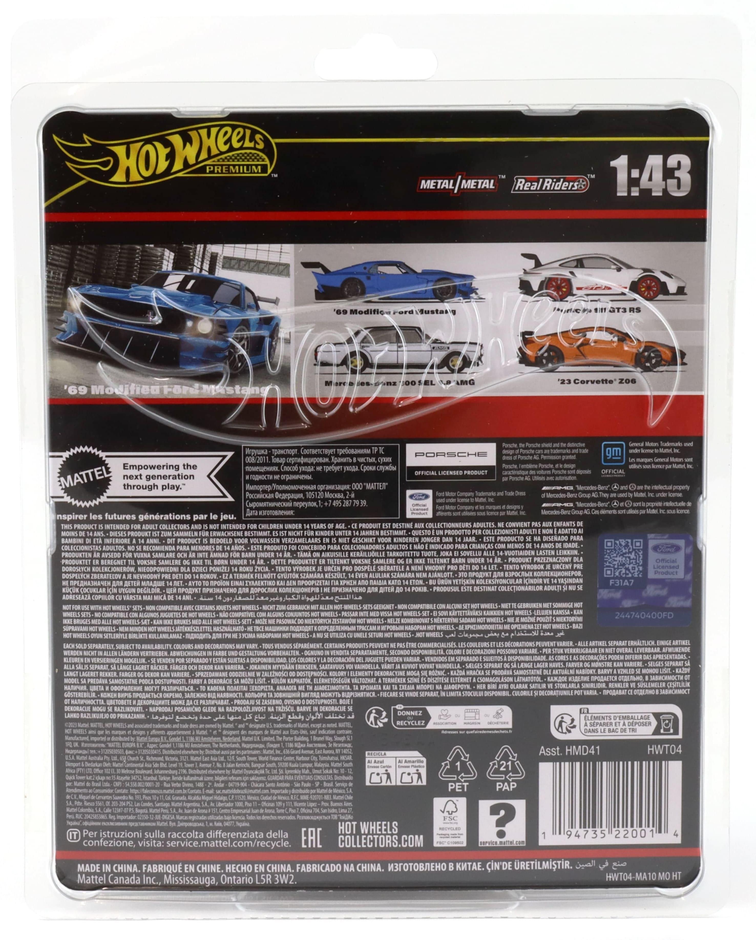 1:43 Hot Wheels Premium 2024 Real Riders 1969 Modified Ford Mustang blue