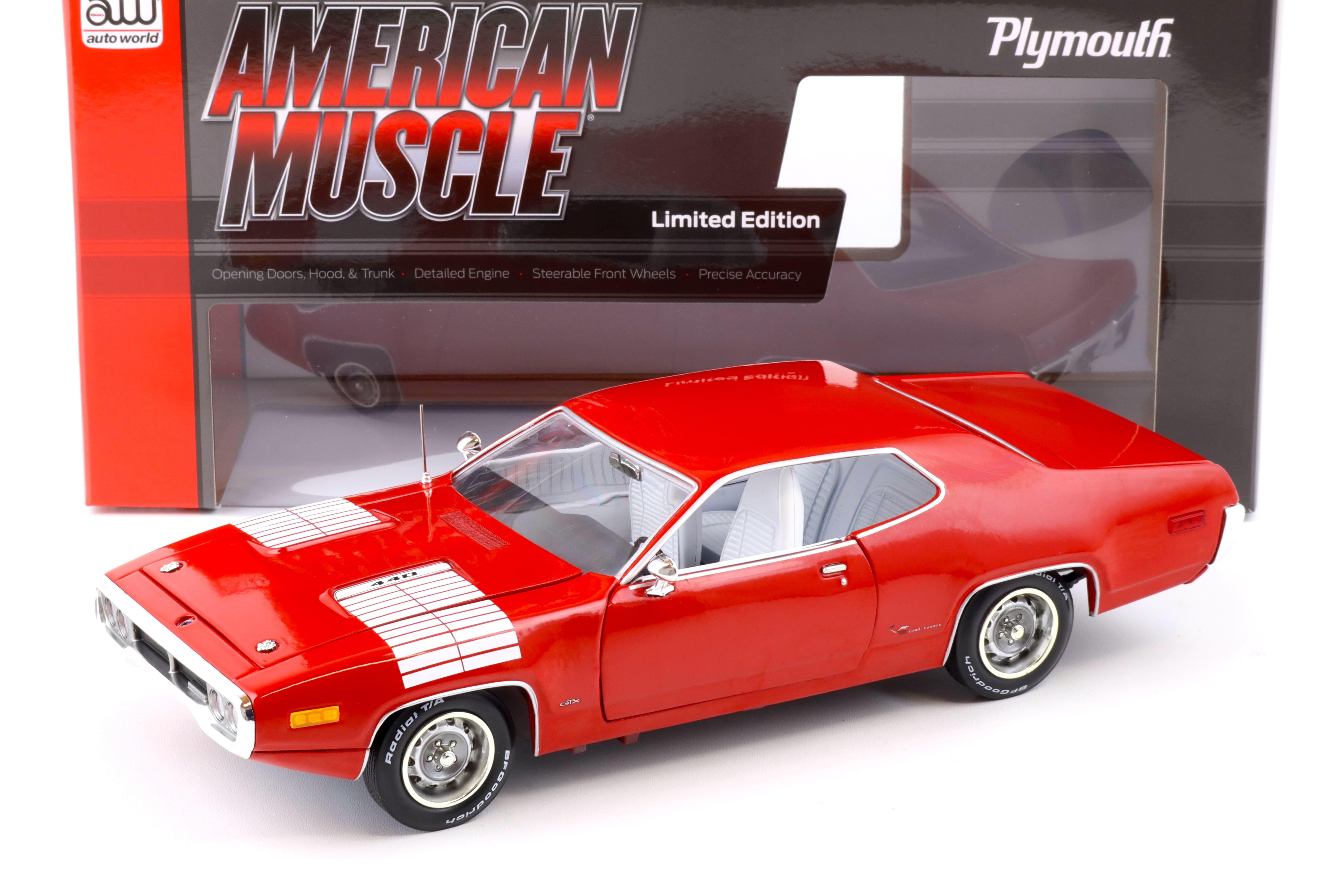 1:18 Auto World 1972 Plymouth Road Runner GTX Class of 72 Rallye red/ white 