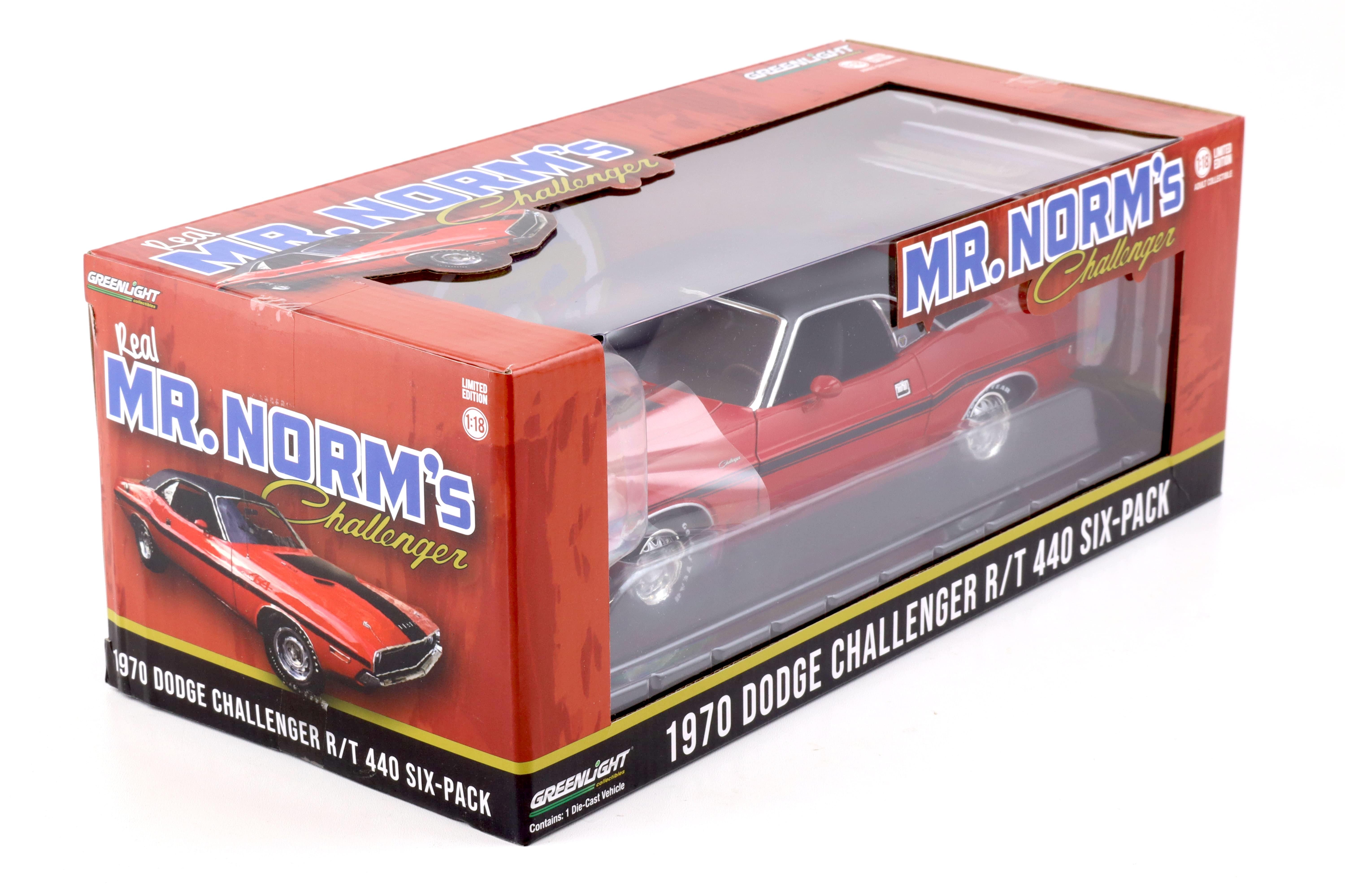 1:18 Greenlight 1970 Dodge Challenger R/T 440 SIX-Pack MR.Norm's red/ black