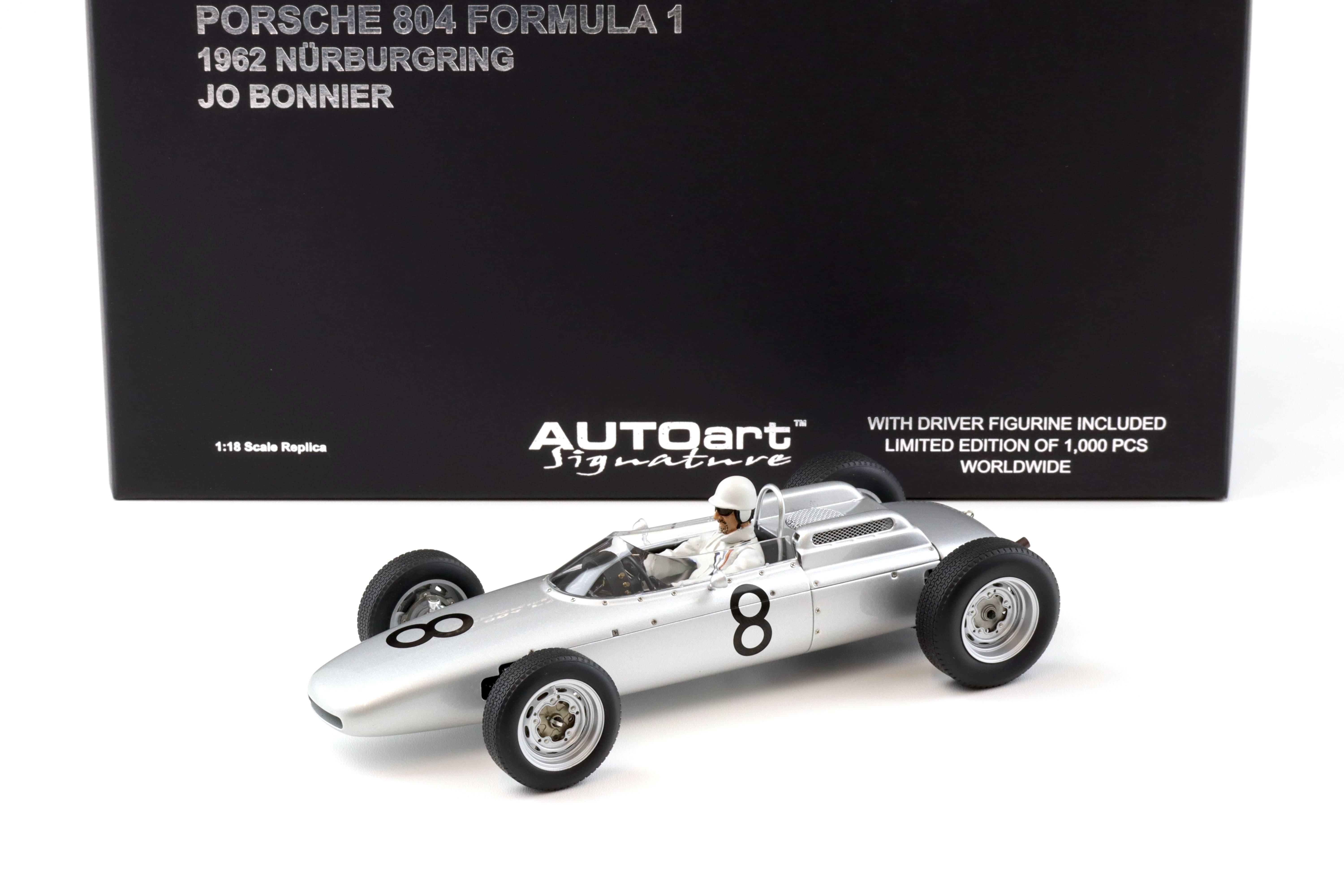 1:18 AUTOart Porsche 804 F1 Jo Bonnier #8 Nürburgring 1962 with driver 86274