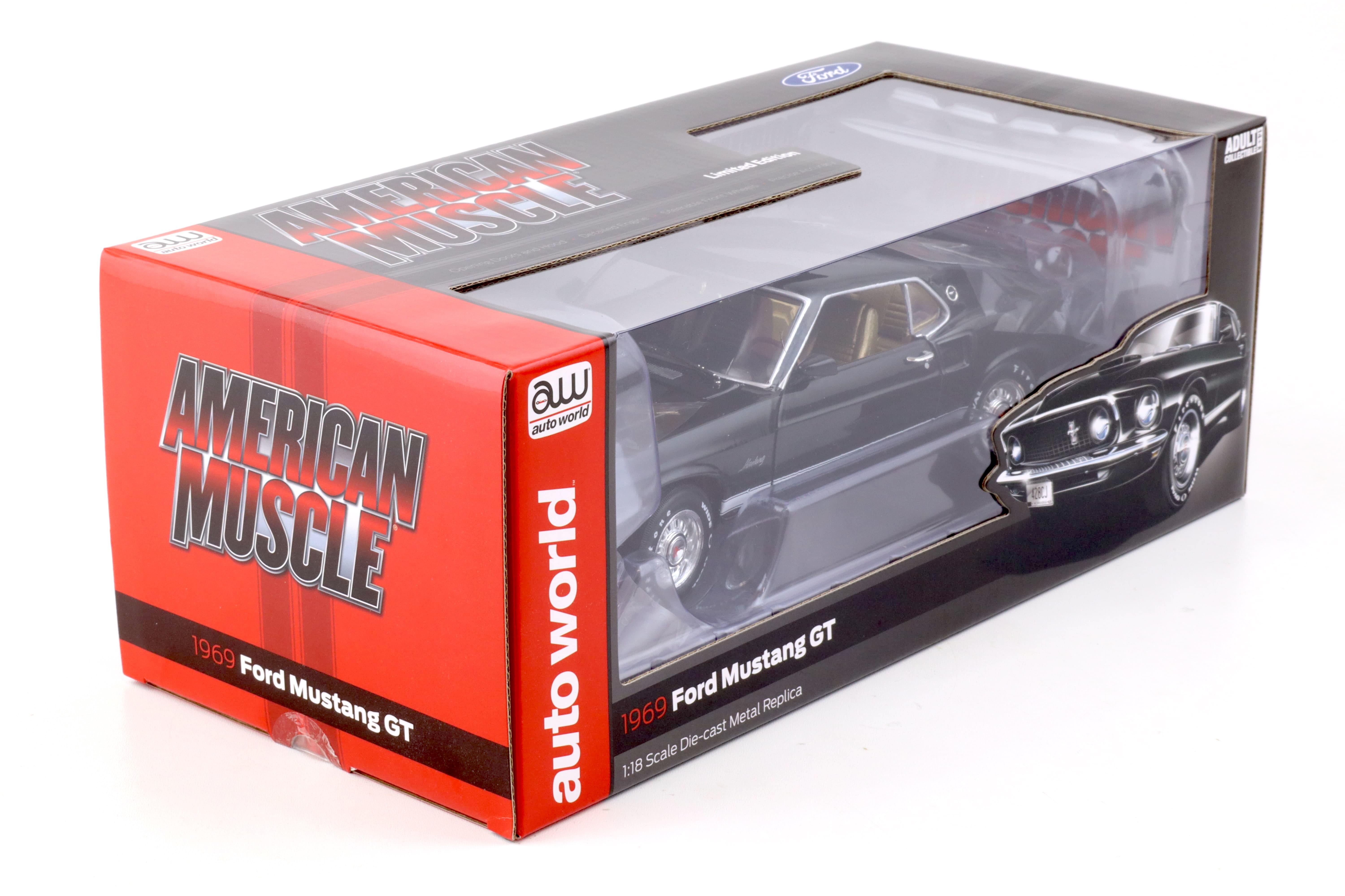 1:18 Auto World 1969 Ford Mustang GT 2+2 Coupe Raven black