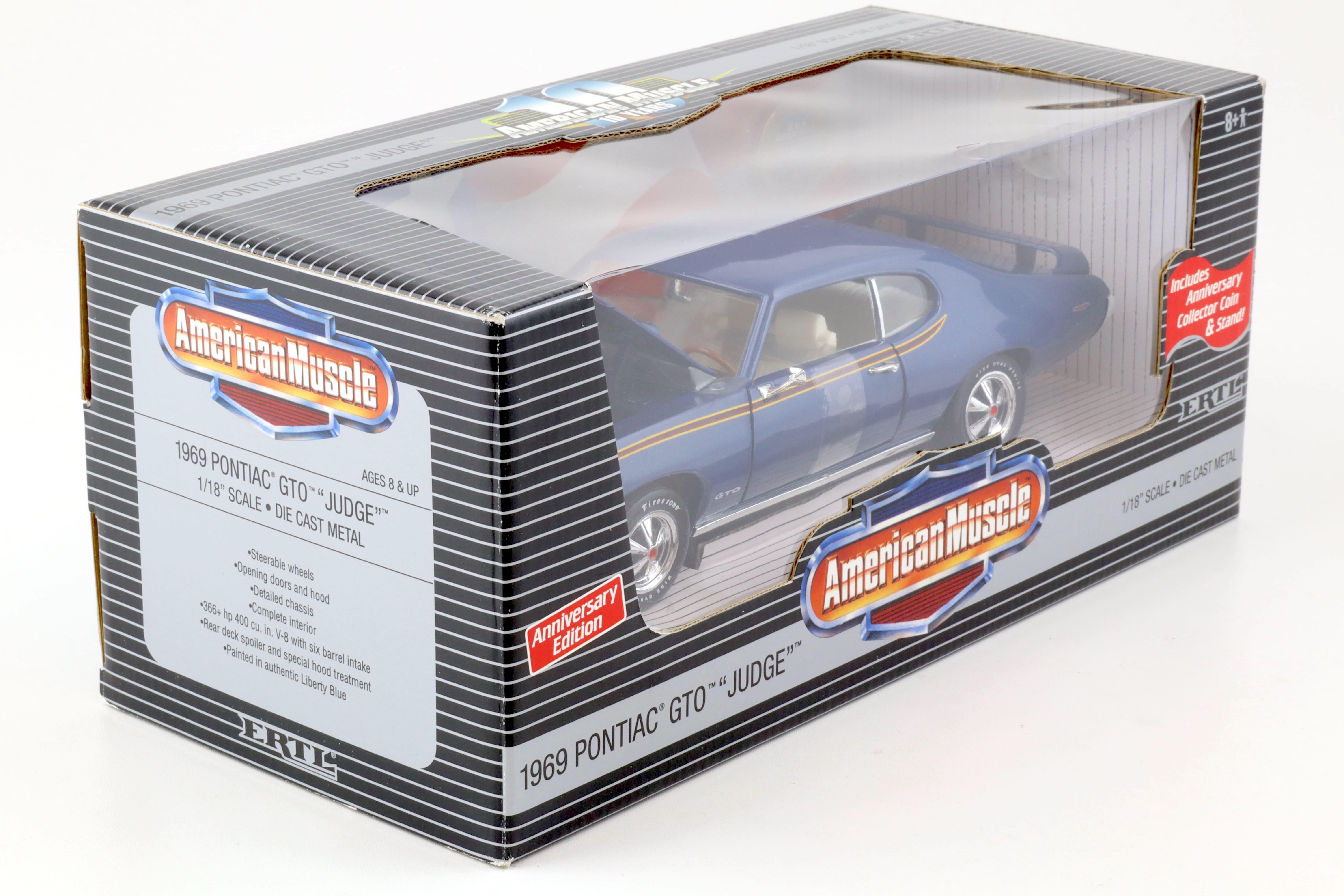 1:18 ERTL 1969 Pontiac GTO Coupe THE JUDGE blue metallic 