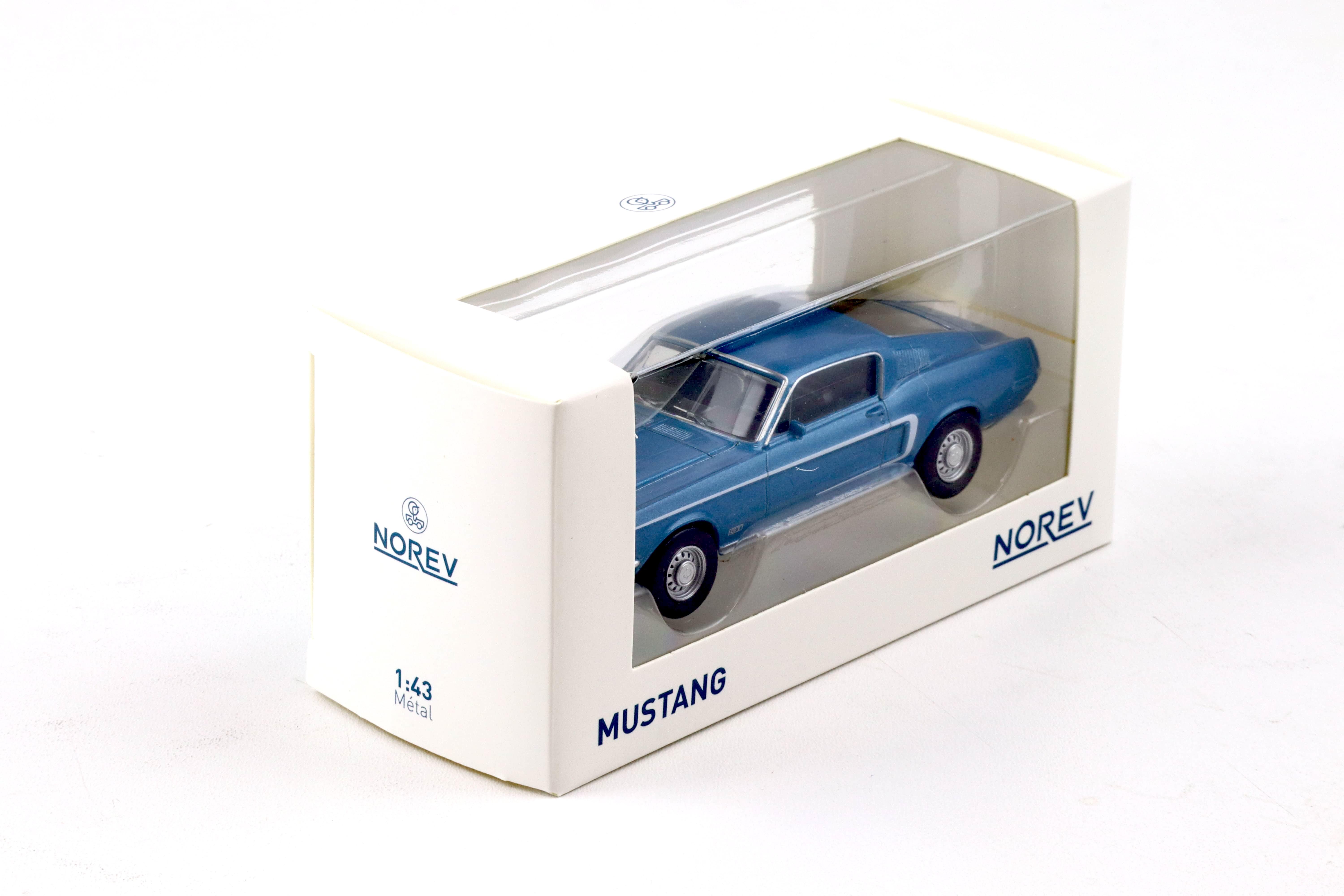 1:43 Norev Jet Car Ford Mustang Fastback 1968 Acapulco blue metallic