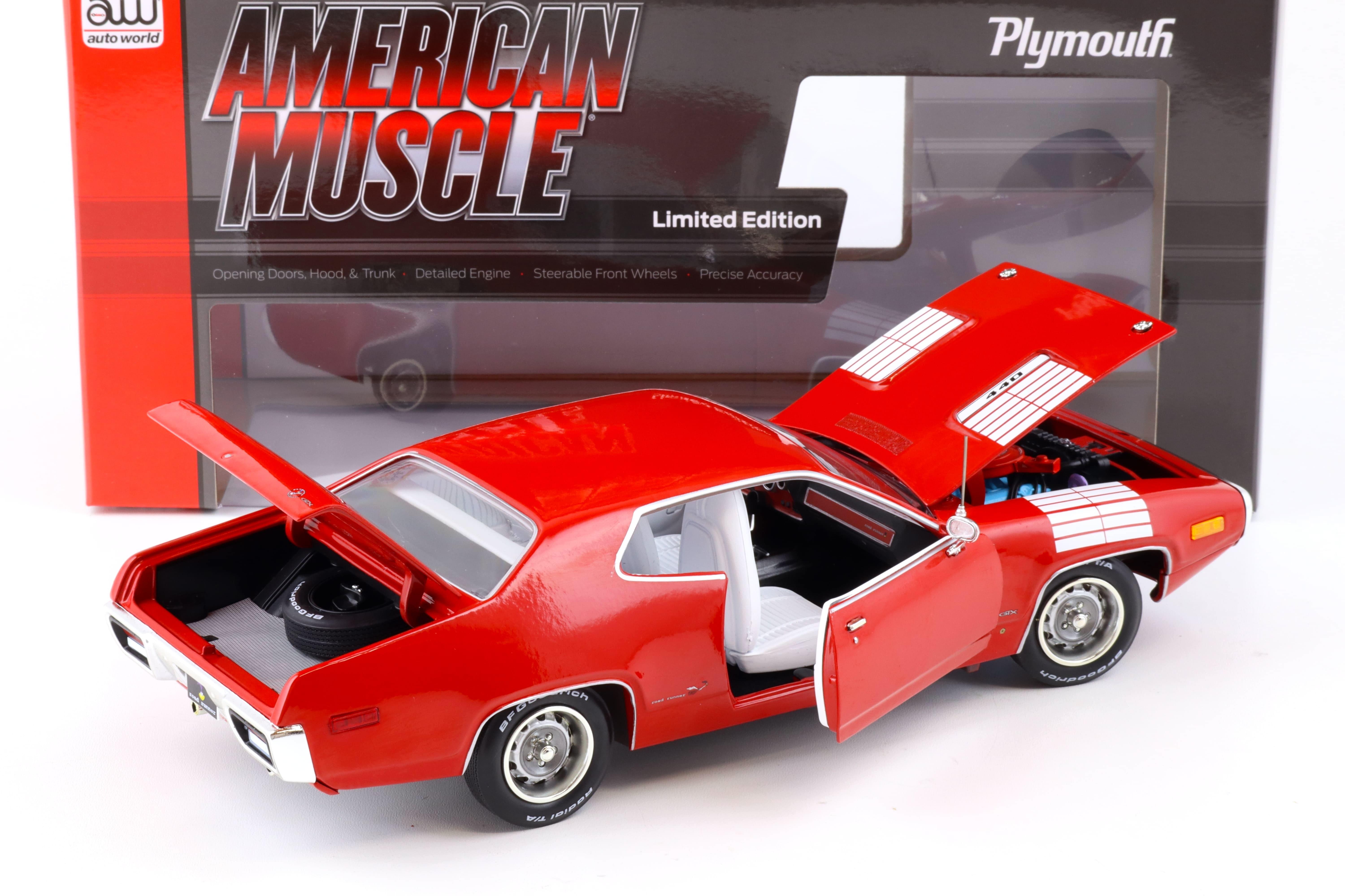 1:18 Auto World 1972 Plymouth Road Runner GTX Class of 72 Rallye red/ white 