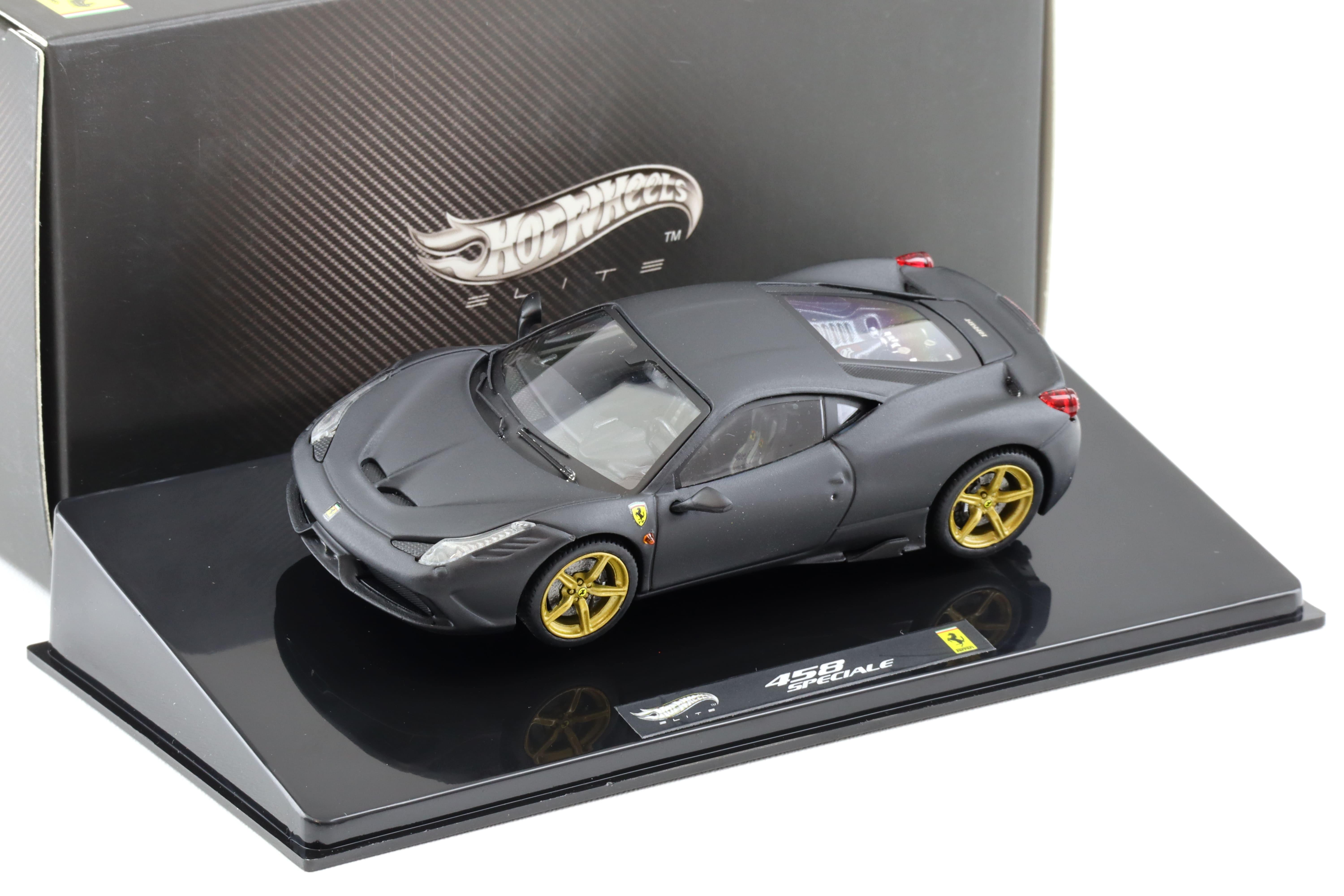 1:43 Hot Wheels Elite Ferrari 458 Speciale Coupe matt black BLY47