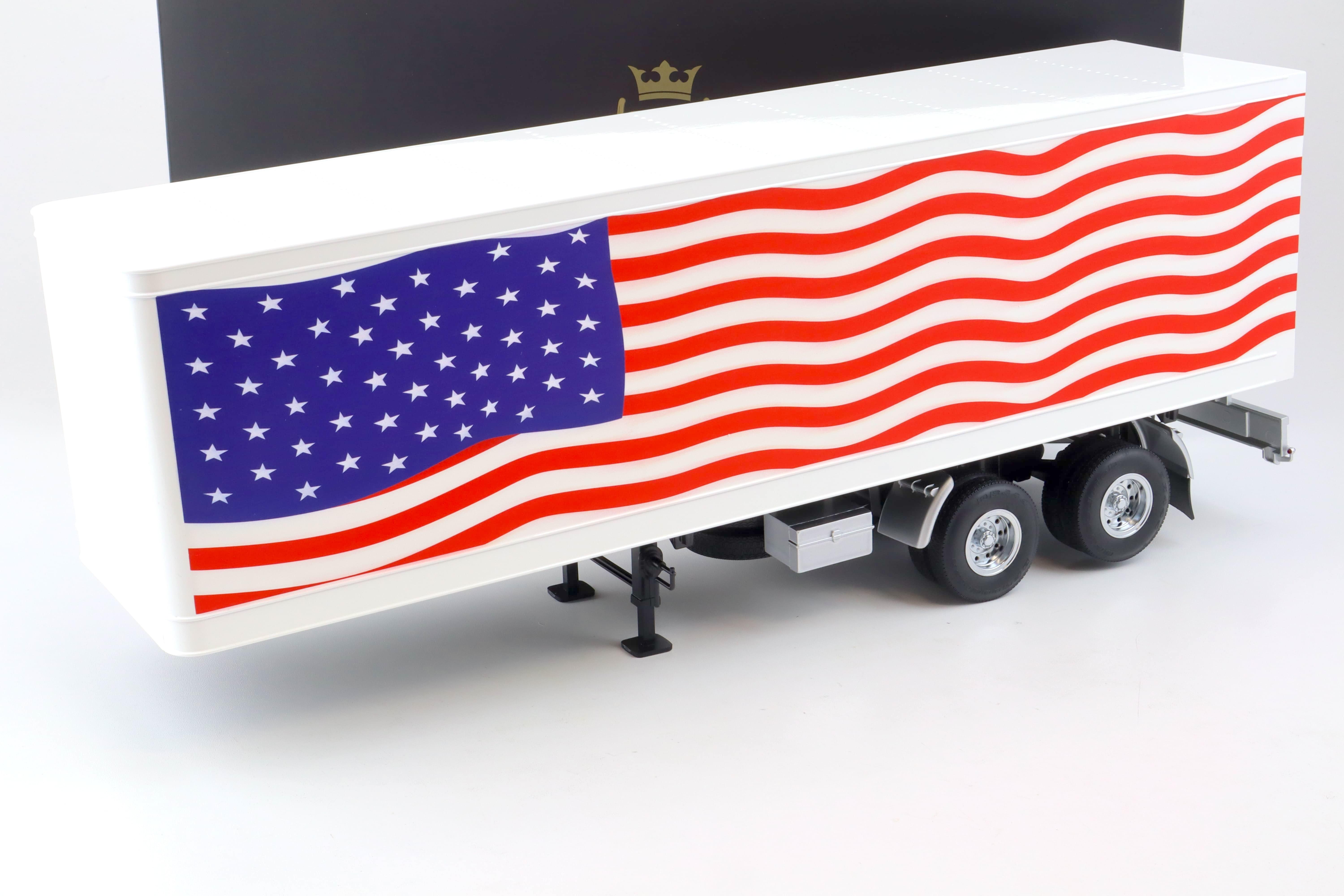 1:18 Road Kings Semi-Trailer Koffer Anhänger LKW Stars & Stripes white/ blue/ red  RK180169