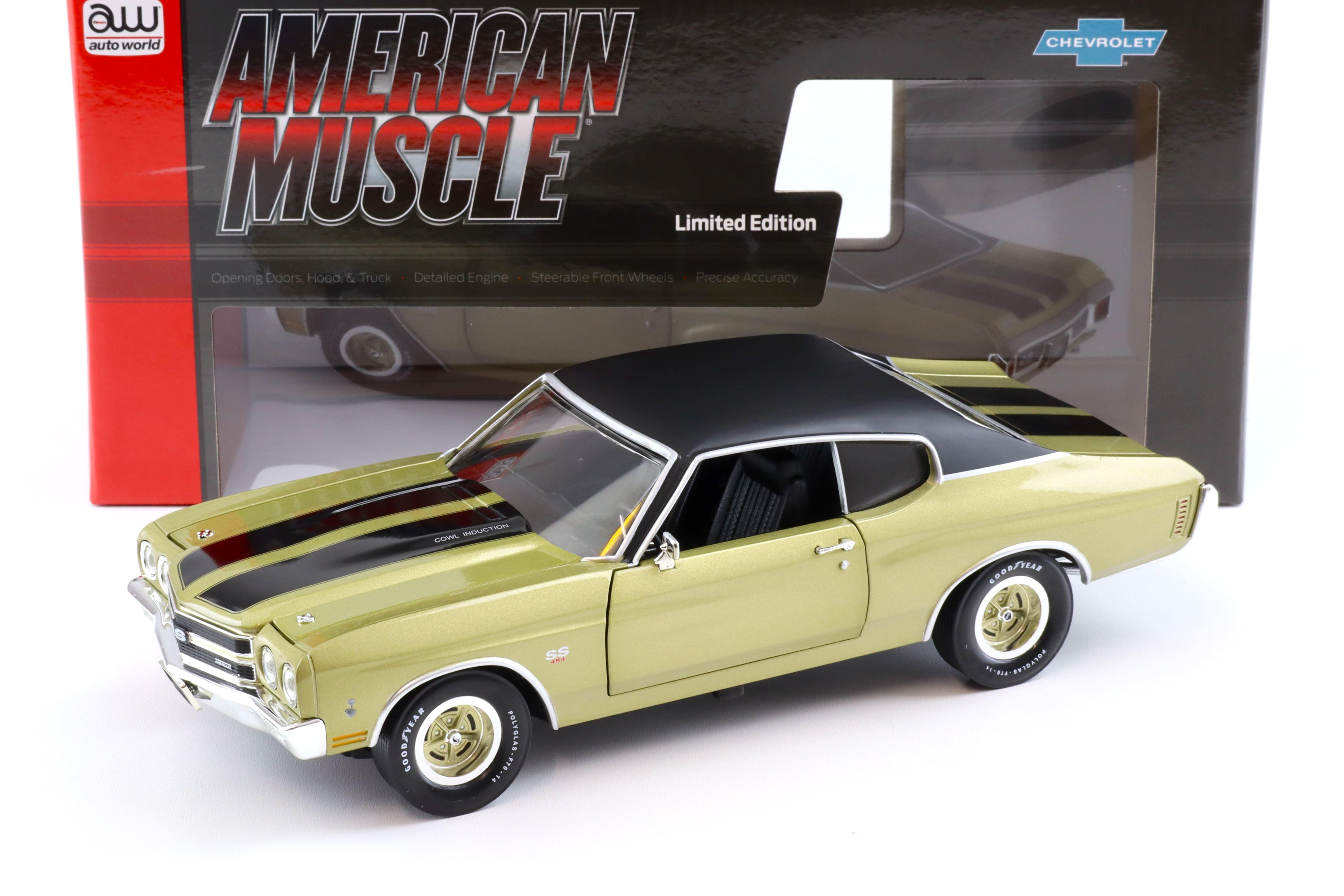 1:18 Auto World 1970 Chevrolet Chevelle SS Coupe MCACN Centenniel Gold/ black roof