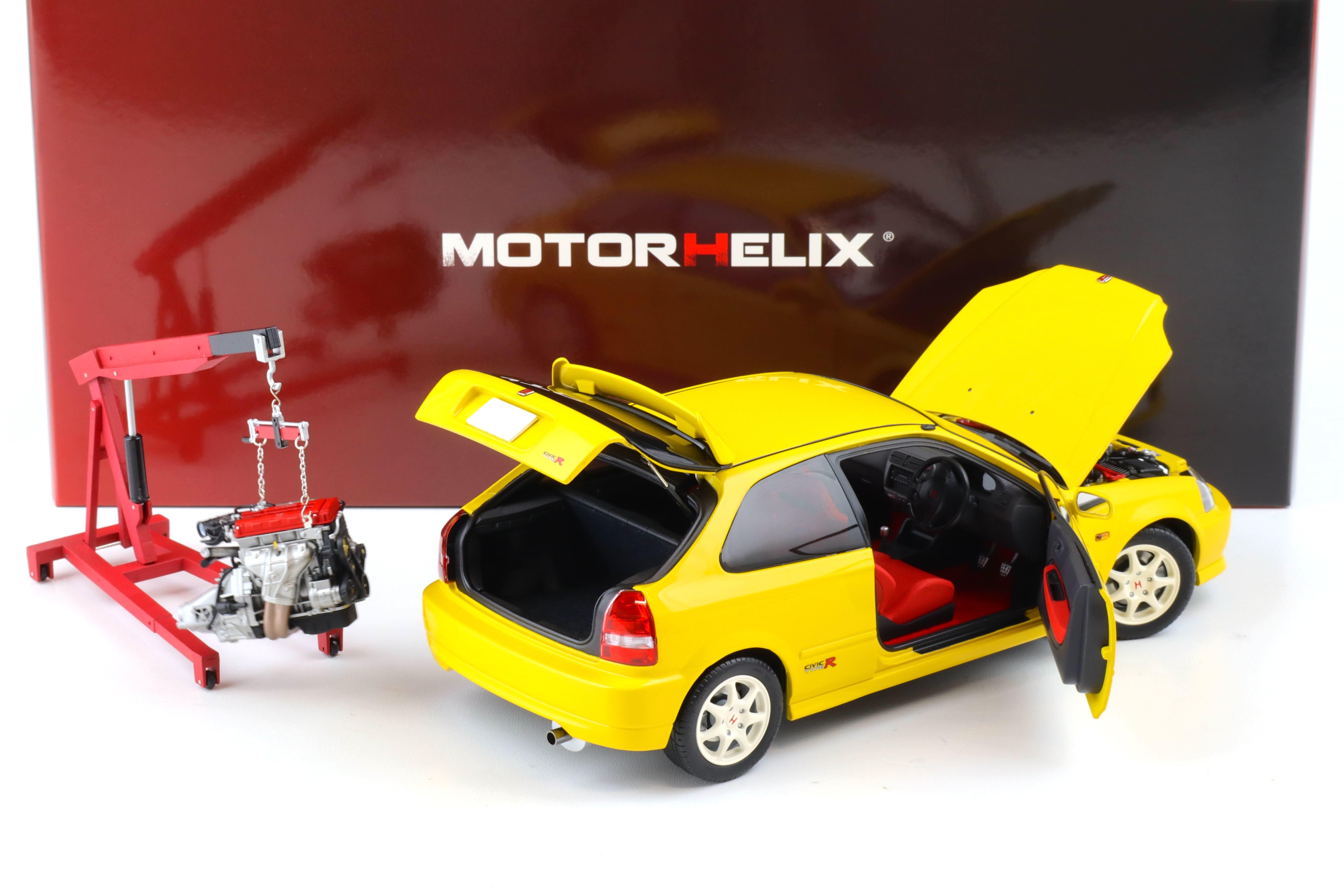 1:18 Motorhelix Honda Civic Type R (EK9) Sunlight yellow + engine Diecast