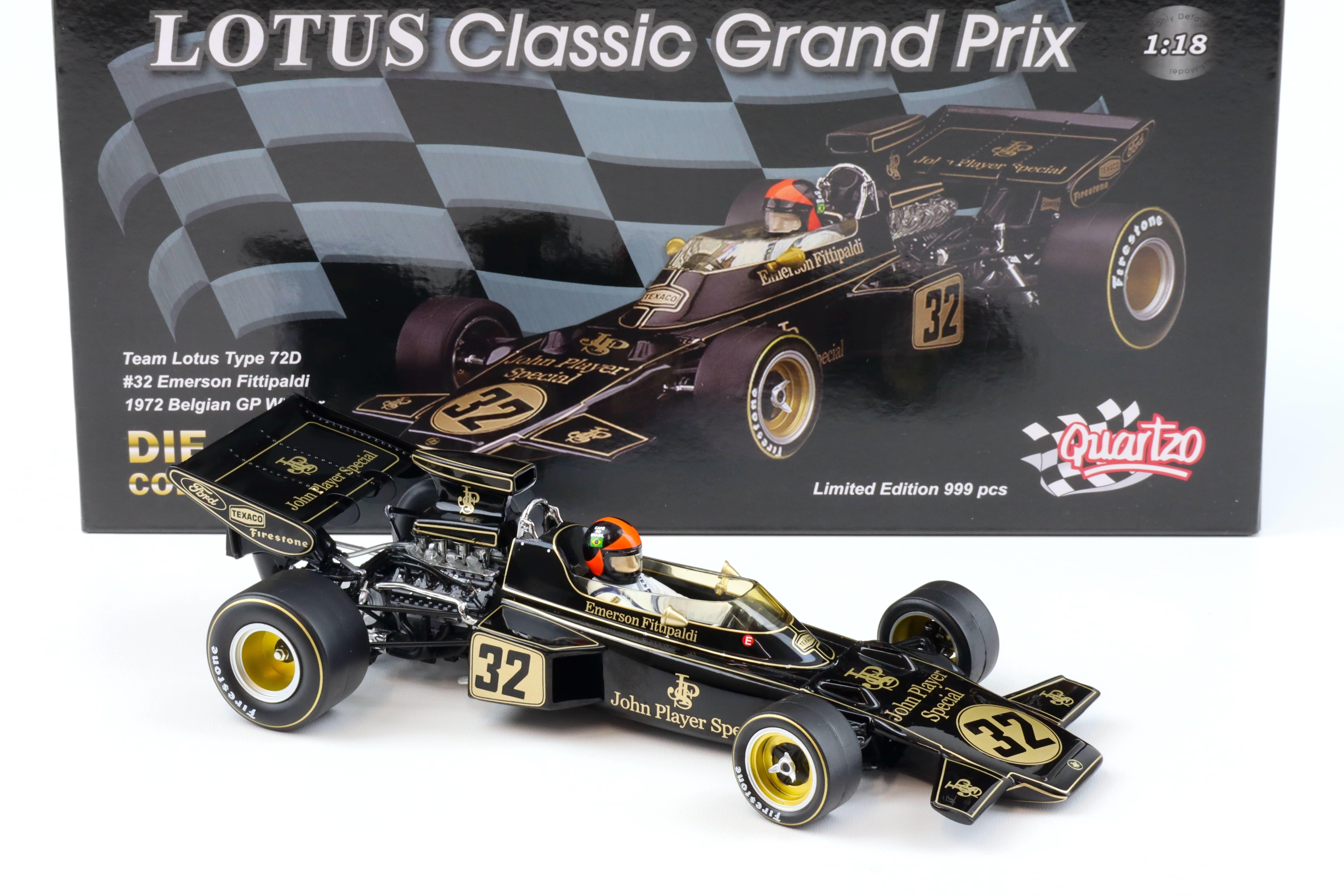 1:18 Quartzo Lotus Type 72D Emerson Fittipaldi #32 Belgian GP Winner 1972