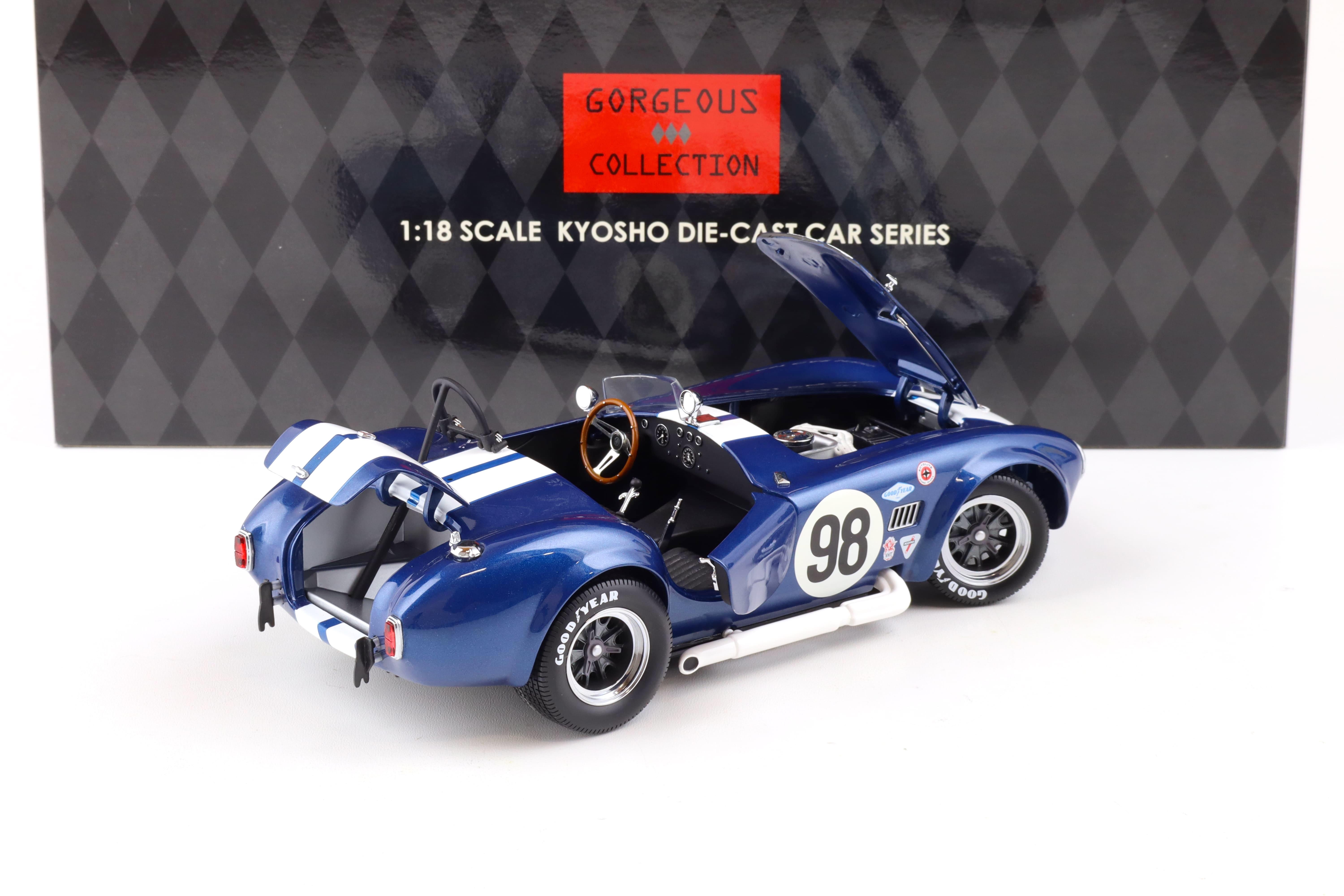 1:18 Kyosho Shelby Cobra 427 S/C Racing Screen #98 blue metallic 08046CS