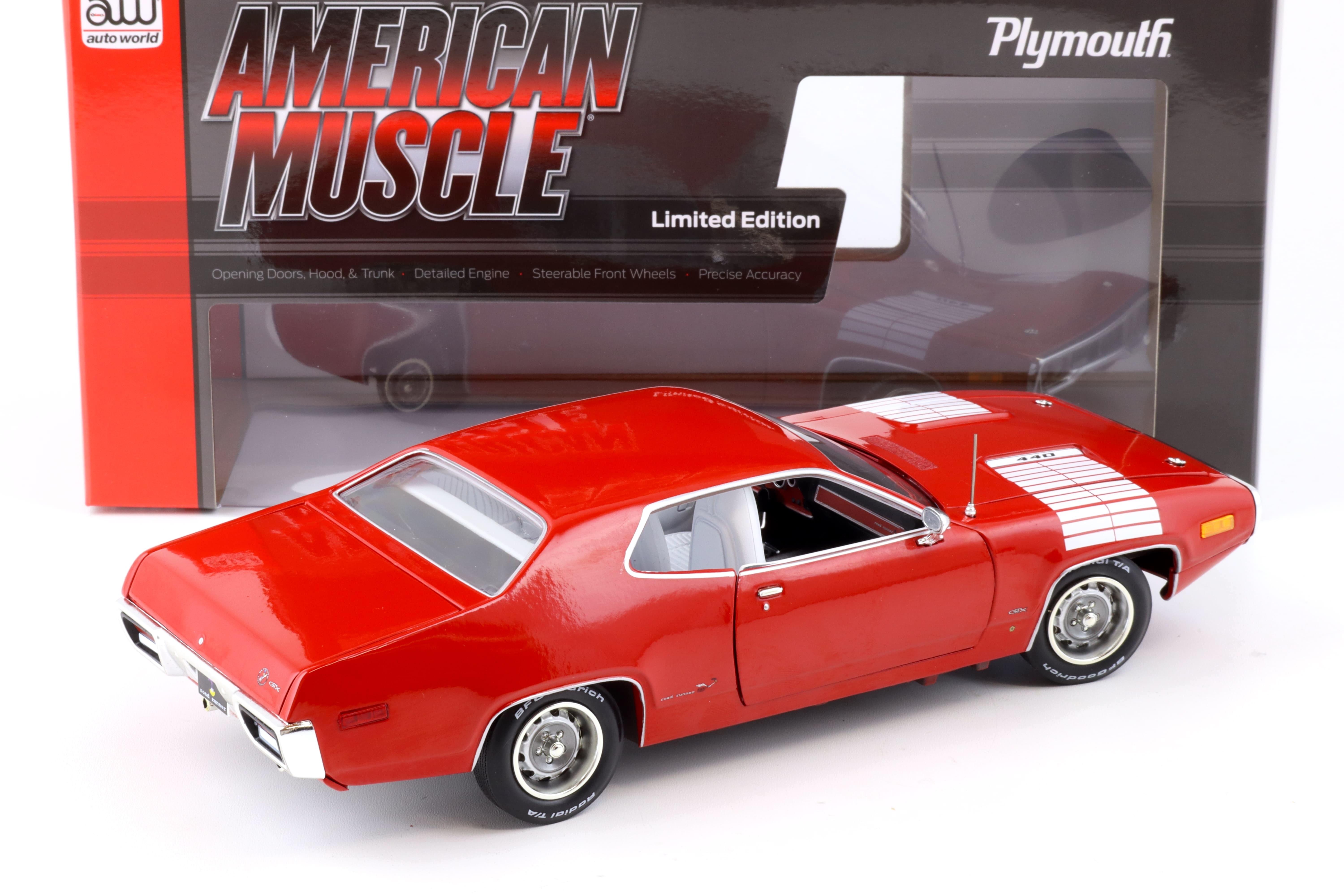 1:18 Auto World 1972 Plymouth Road Runner GTX Class of 72 Rallye red/ white 