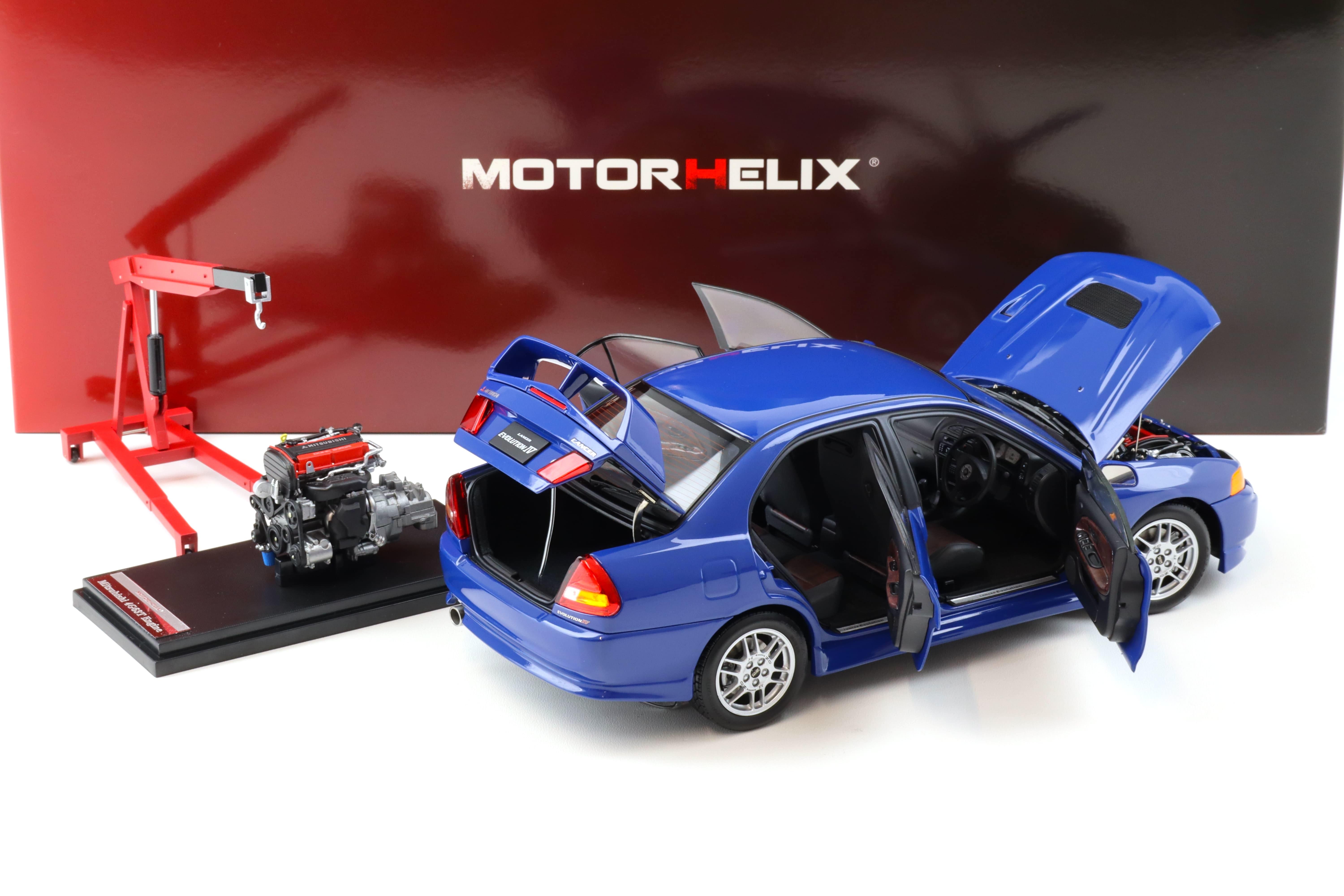 1:18 Motorhelix Mitsubishi Lancer EVO 4 IV Icelle blue 1999 with engine M84005