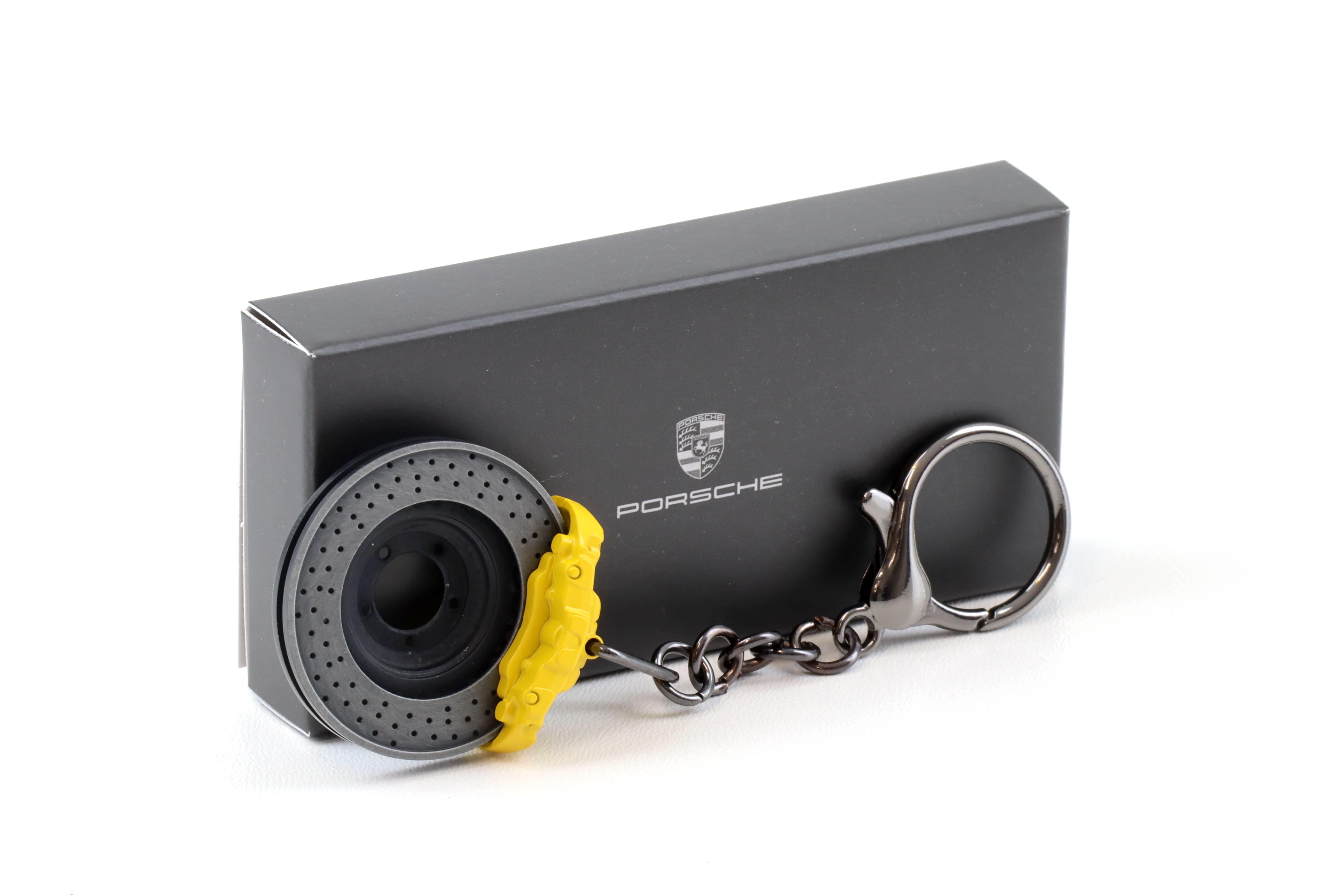 Original Porsche Bremsscheibe Schlüsselanhänger Keychain yellow WAP DEALER