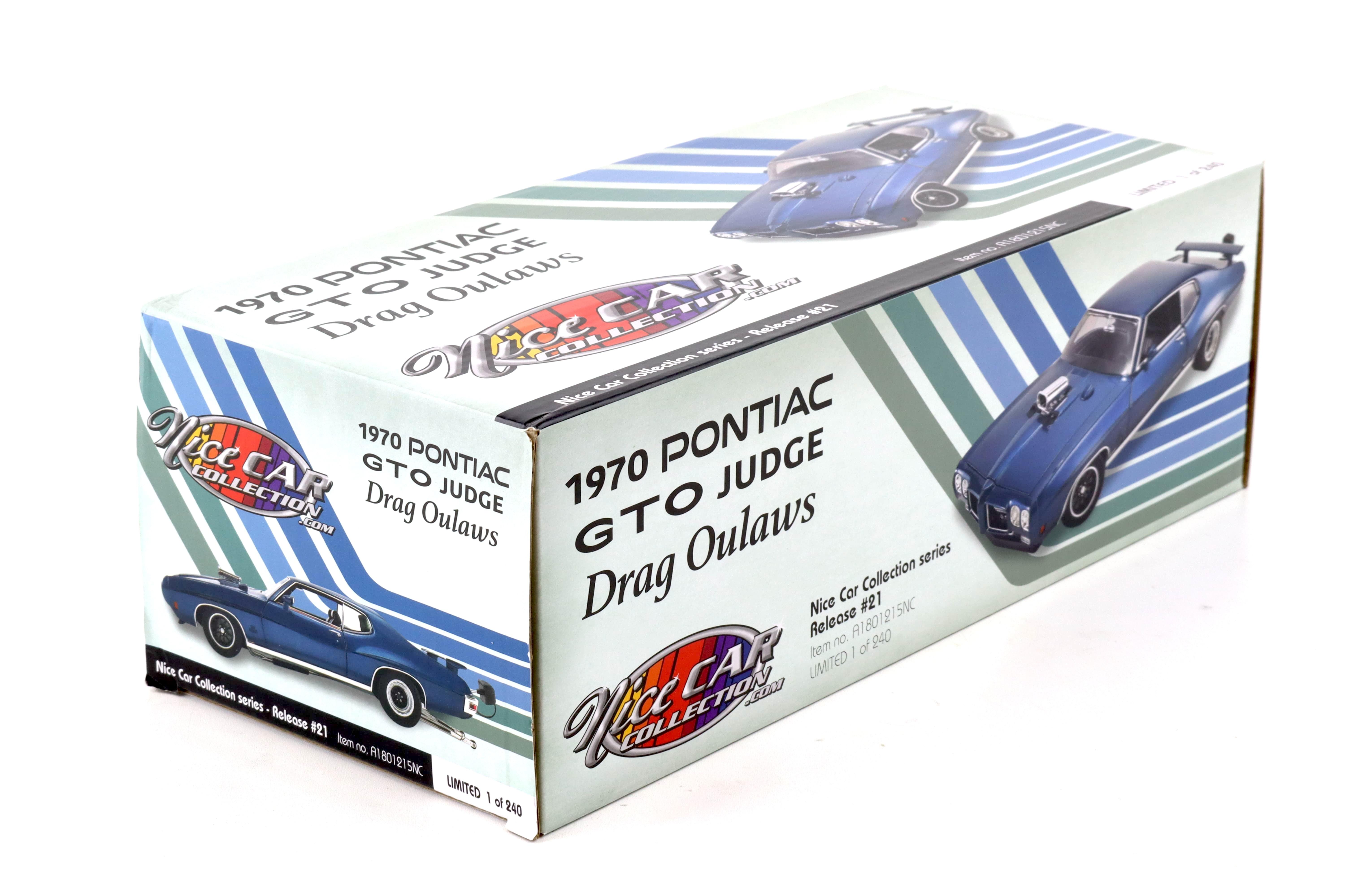 1:18 ACME 1970 Pontiac GTO JUDGE Drag Outlaws blue metallic *NICE CAR EDITION*