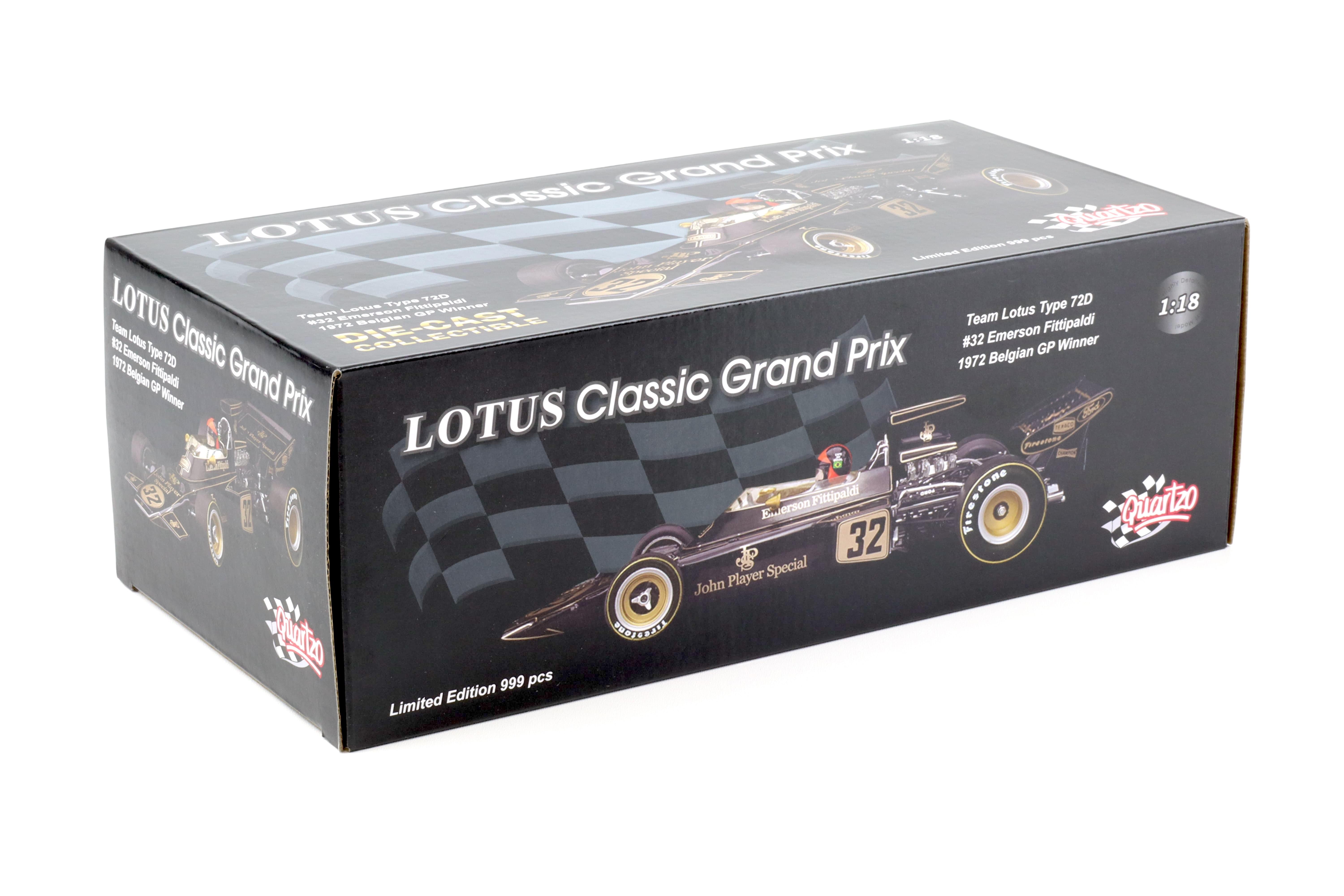 1:18 Quartzo Lotus Type 72D Emerson Fittipaldi #32 Belgian GP Winner 1972