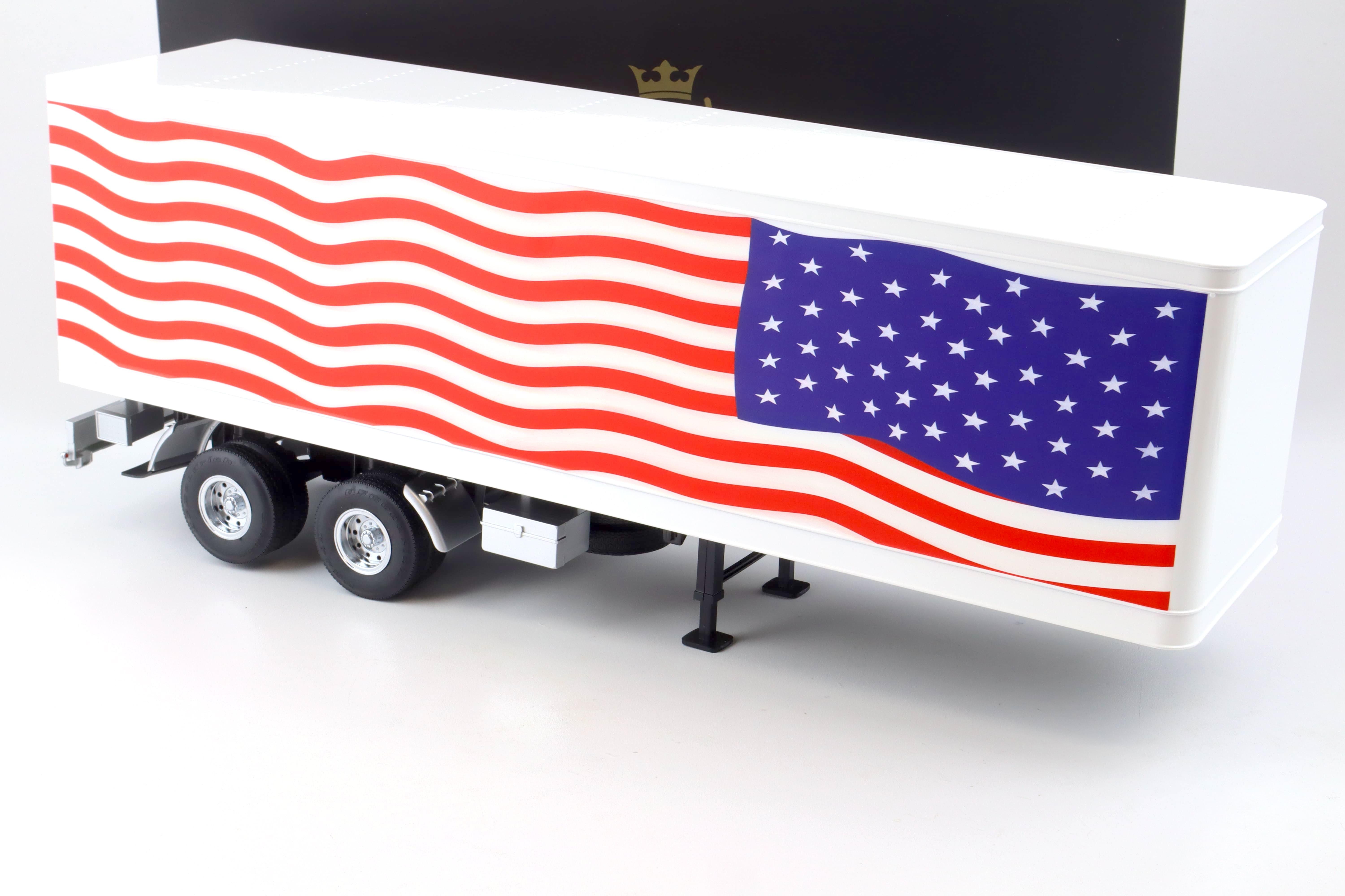 1:18 Road Kings Semi-Trailer Koffer Anhänger LKW Stars & Stripes white/ blue/ red  RK180169