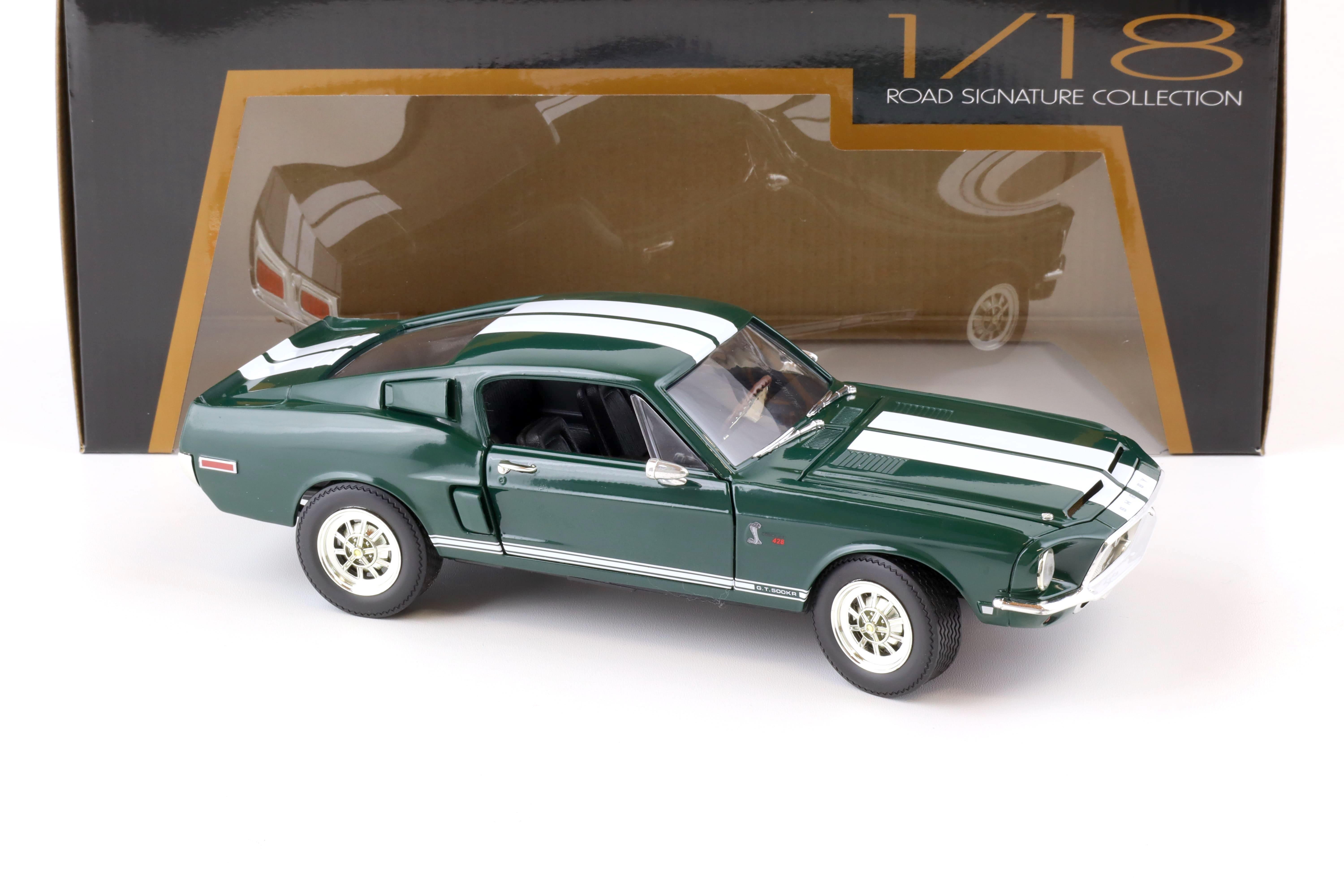 1:18 Road Signature 1968 Shelby GT-500KR Coupe dark green/ white stripes