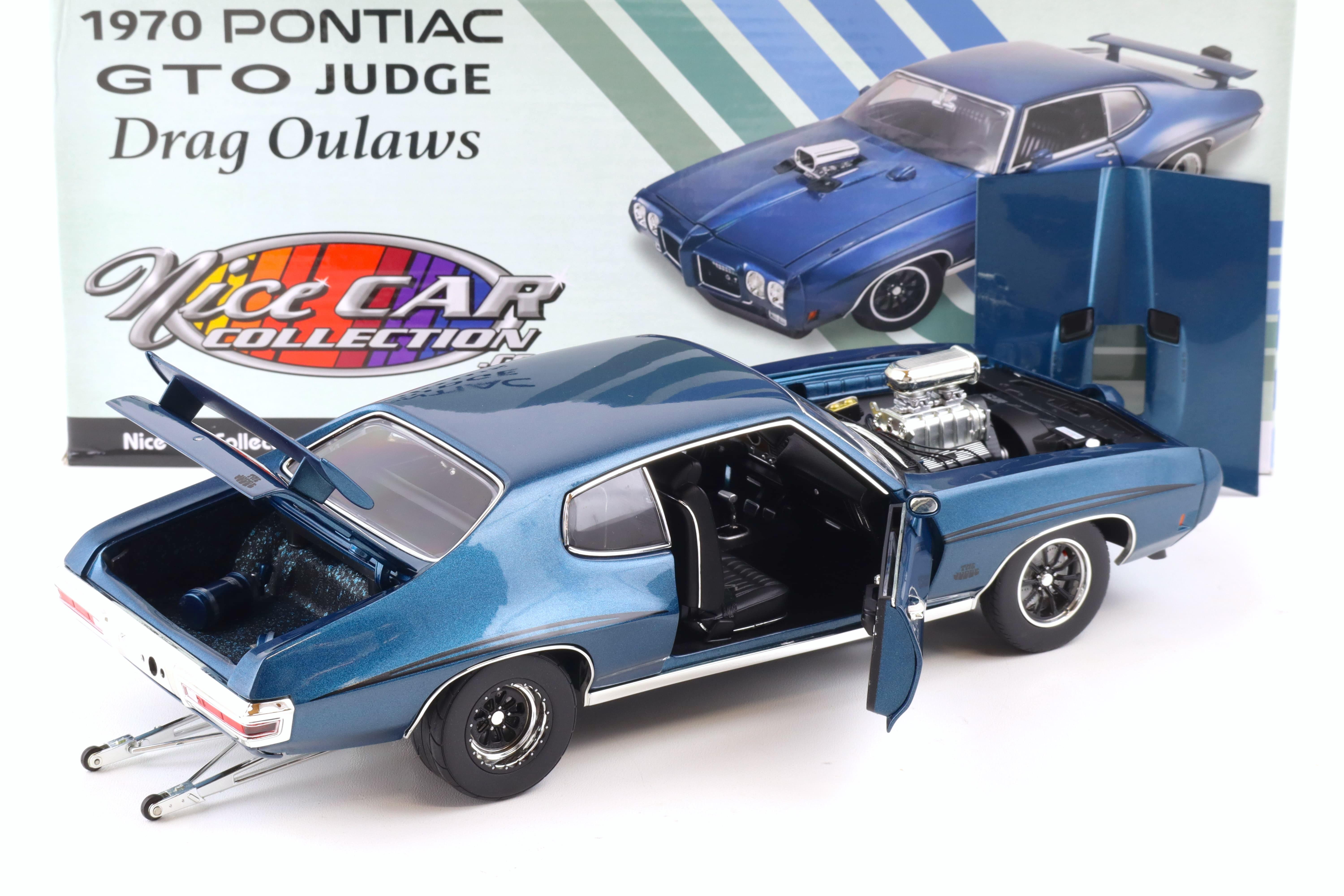 1:18 ACME 1970 Pontiac GTO JUDGE Drag Outlaws blue metallic *NICE CAR EDITION*