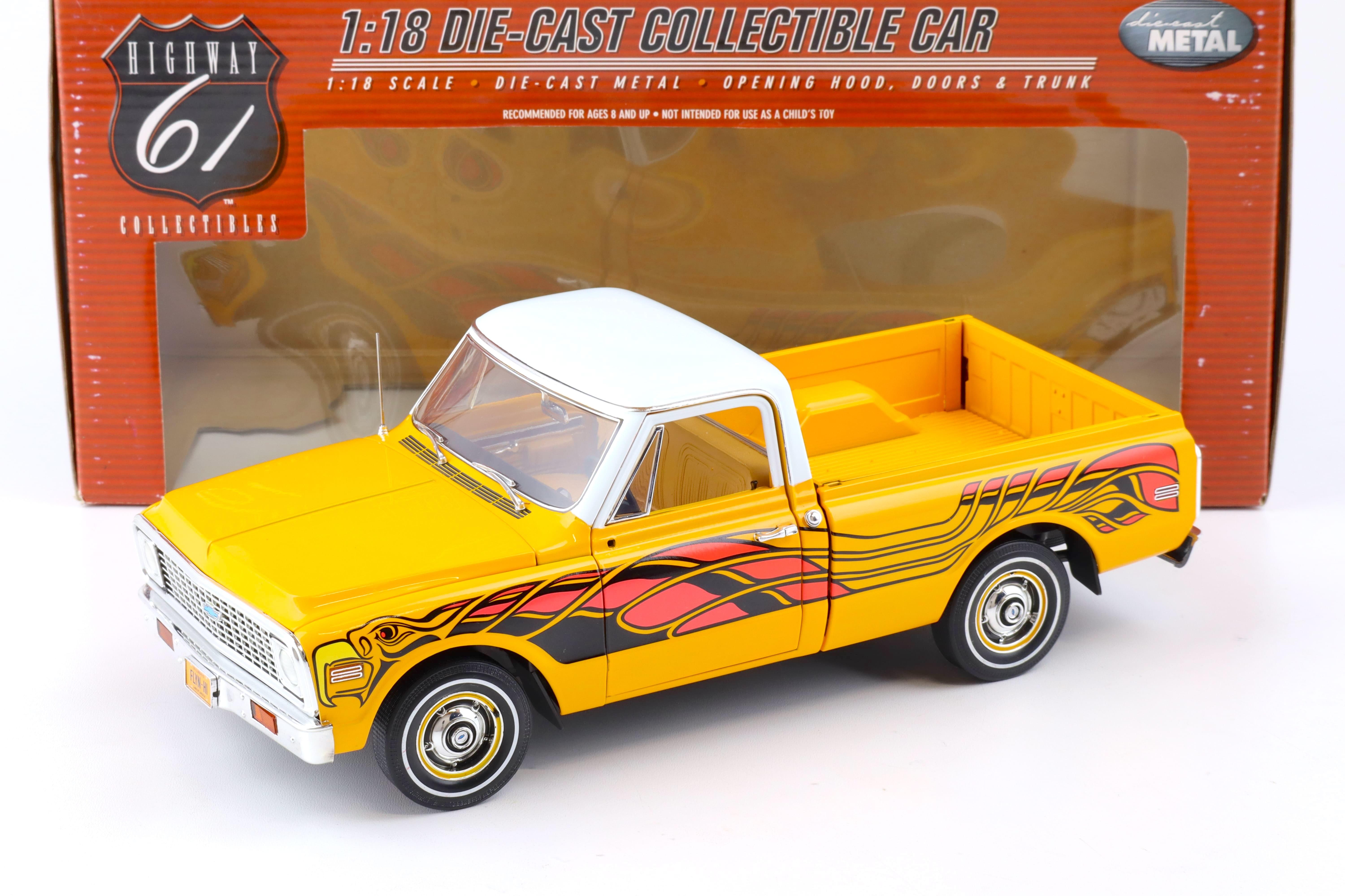 1:18 Highway61 Chevrolet Fleetside Pickup 1972 yellow/ white Eagle Graphic 50879