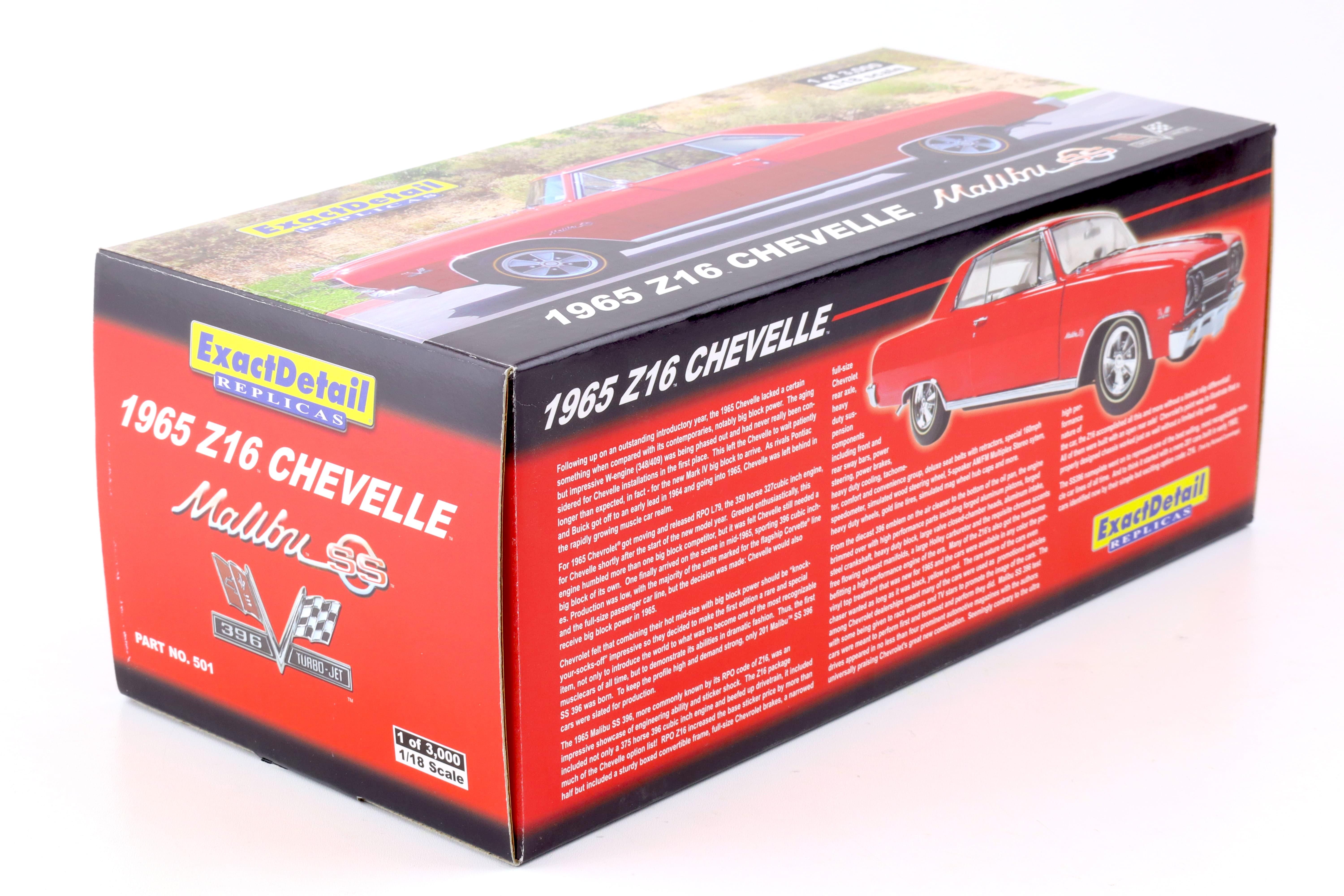 1:18 Exact Detail Chevrolet Chevelle Z16 Malibu SS Coupe 1965 red WCC501
