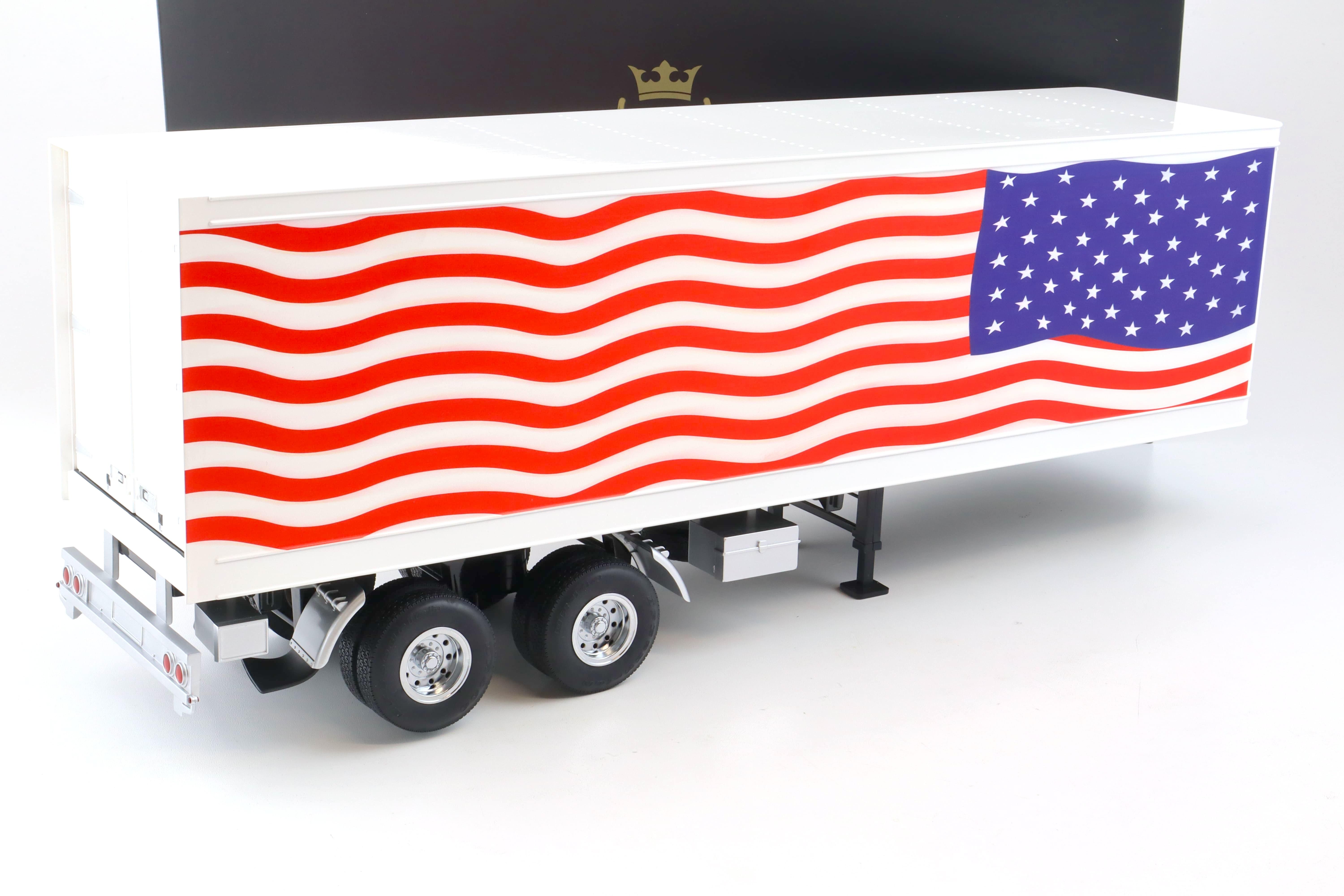 1:18 Road Kings Semi-Trailer Koffer Anhänger LKW Stars & Stripes white/ blue/ red  RK180169