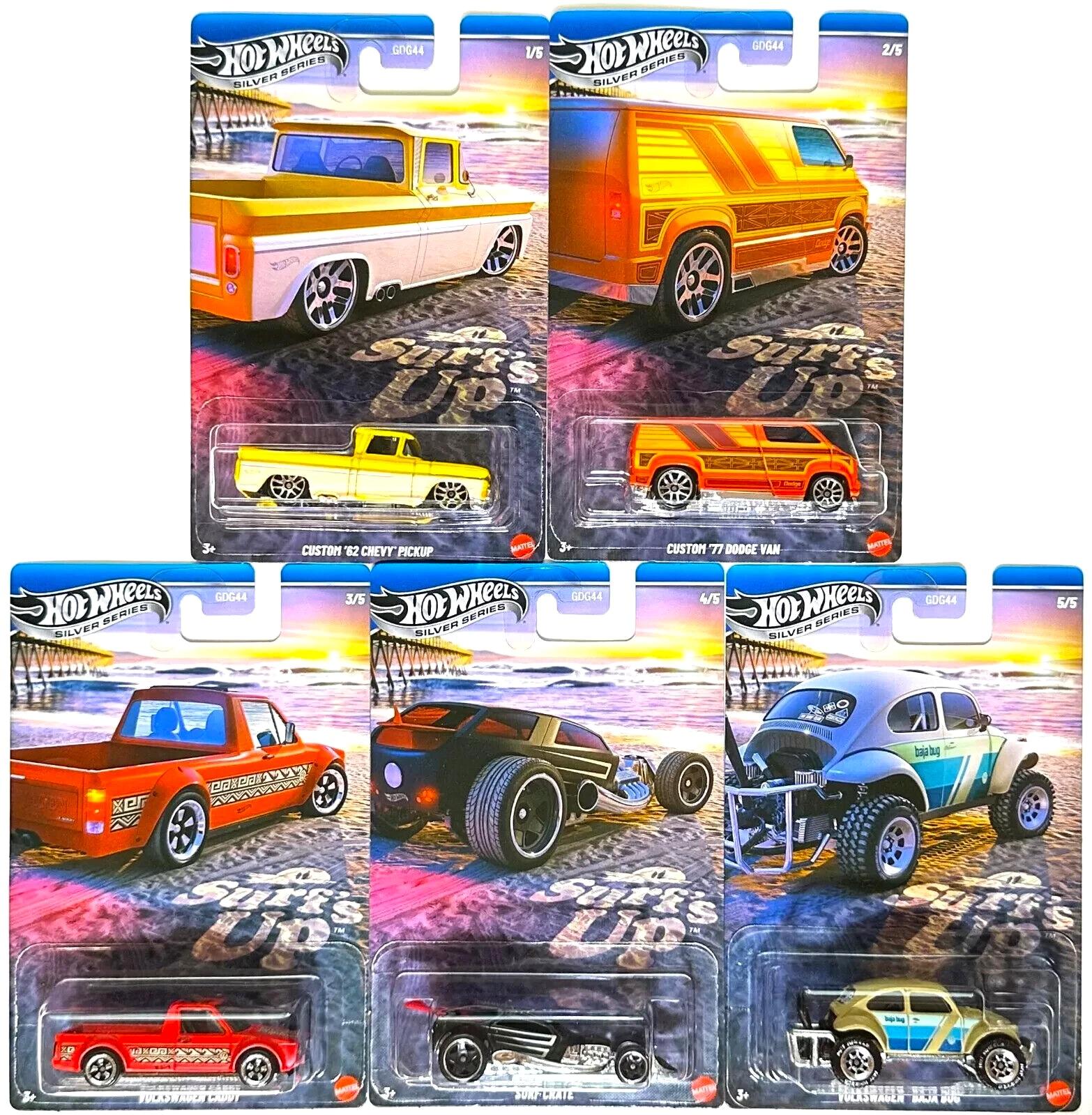 1:64 Hot Wheels 2025 Silver Series Surf's Up SET 5 pcs. GDG44-977M VW, Dodge, Chevrolet