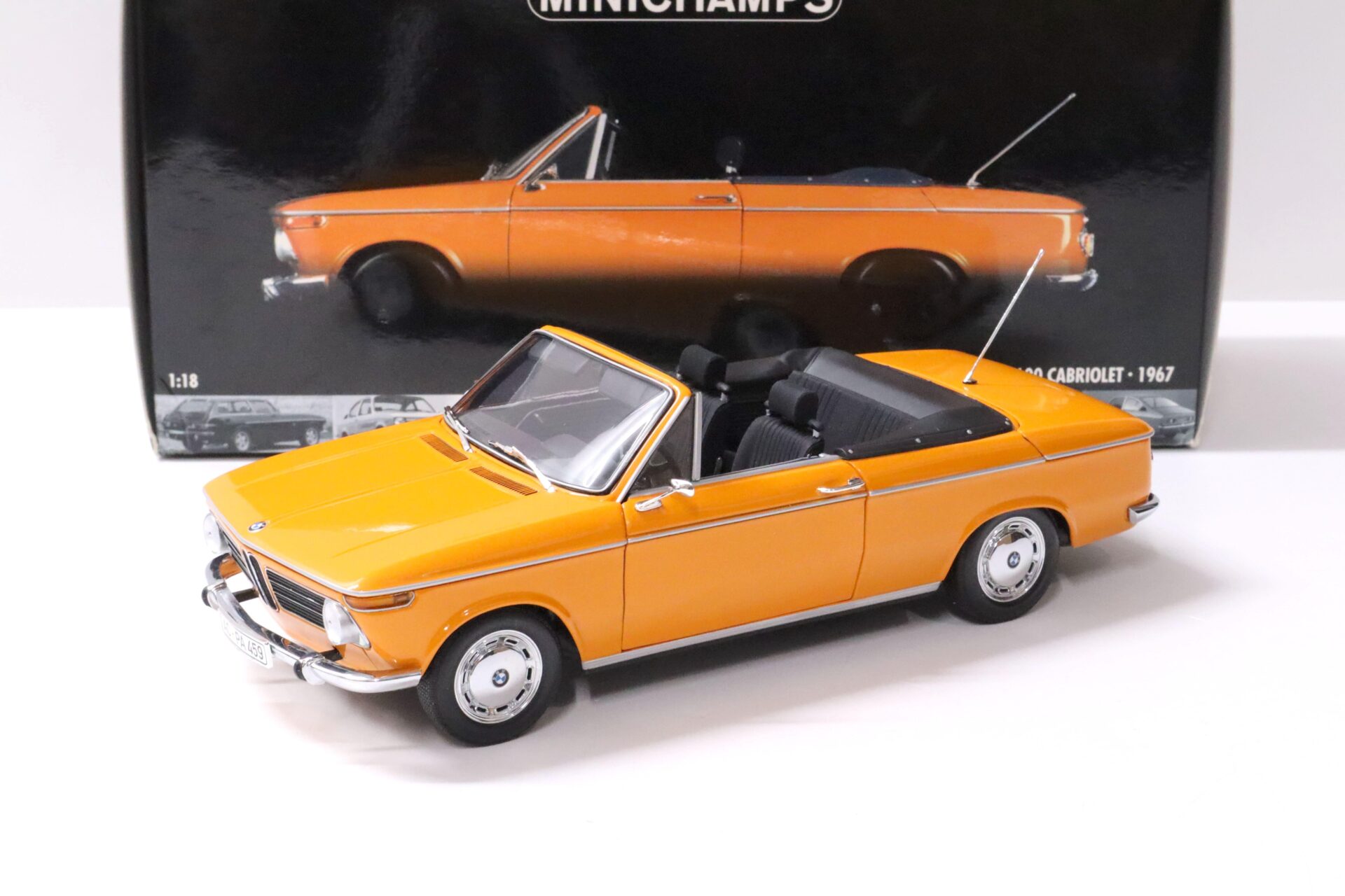Minichamps 1/18 BMW 1600 Cabriolet Orange 1967, état Correct Sans Boîte