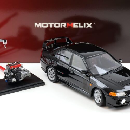 1:18 Motorhelix Mitsubishi Lancer EVO 4 IV Pyreness negro 1999 con motor M84002 - Imagen 3