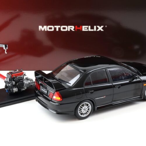 1:18 Motorhelix Mitsubishi Lancer EVO 4 IV Pyreness negro 1999 con motor M84002 - Imagen 4