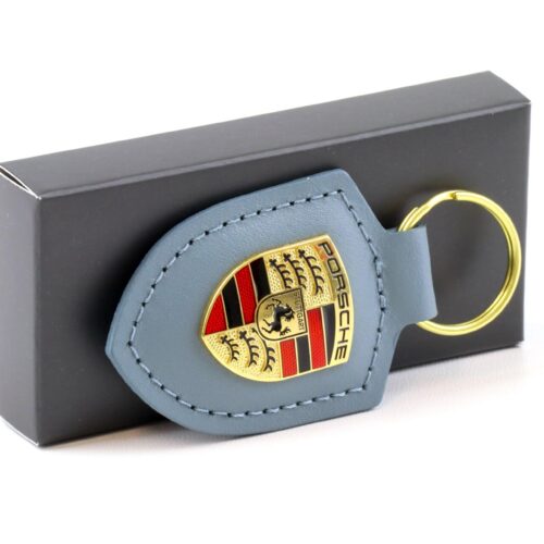 Original Porsche Wappen Schlüsselanhänger Keychain Leder Shore blue WAP DEALER
