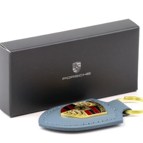 Original Porsche Wappen Schlüsselanhänger Keychain Leder Shore blue WAP DEALER