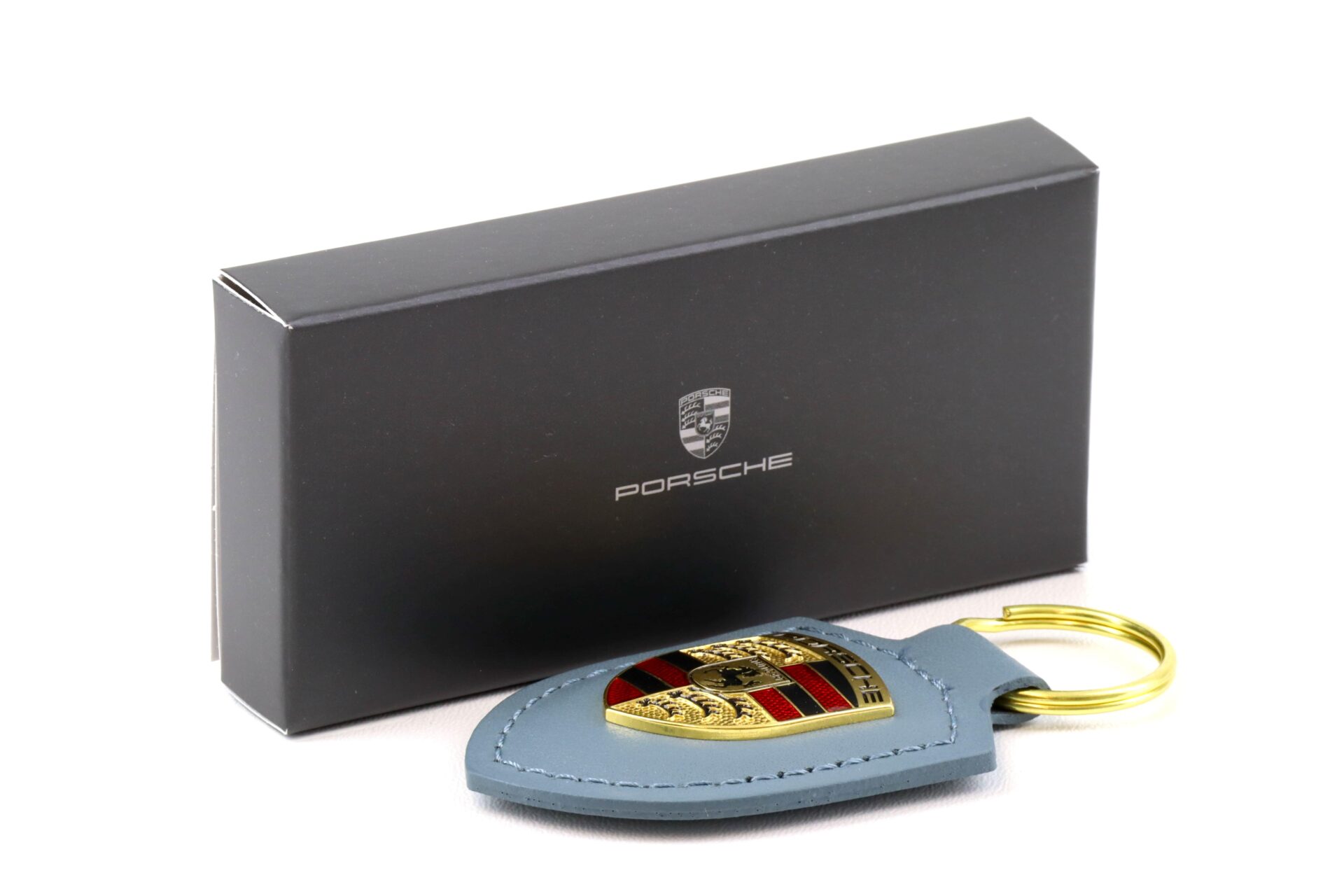 Original Porsche Wappen Schlüsselanhänger Keychain Leder Shore blue WAP DEALER