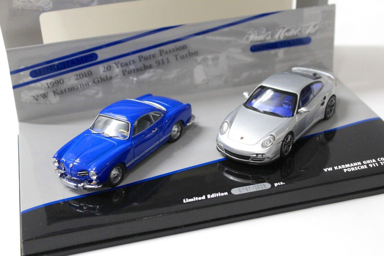 ID 41648 orig.jpg 1:43 Minichamps Set 20 Jahre Porsche 911 Turbo silver + VW Karmann Ghia blue