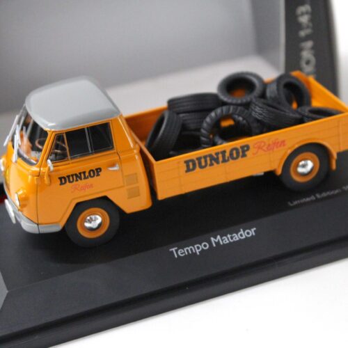 1:43 Schuco Tempo Matador Tieflader-Pritsche "Dunlop Reifen" orange