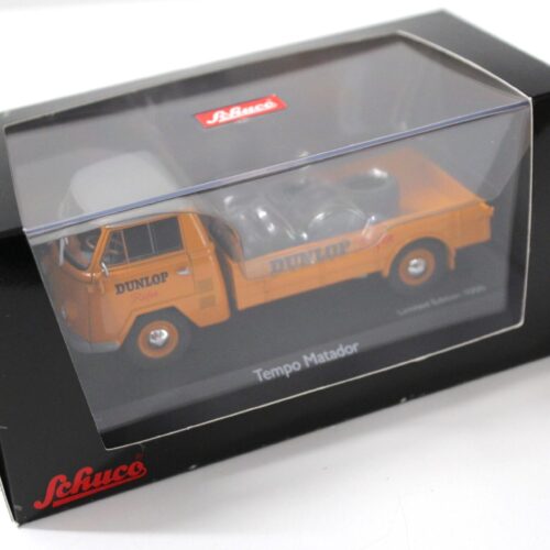 1:43 Schuco Tempo Matador Tieflader-Pritsche "Dunlop Reifen" orange